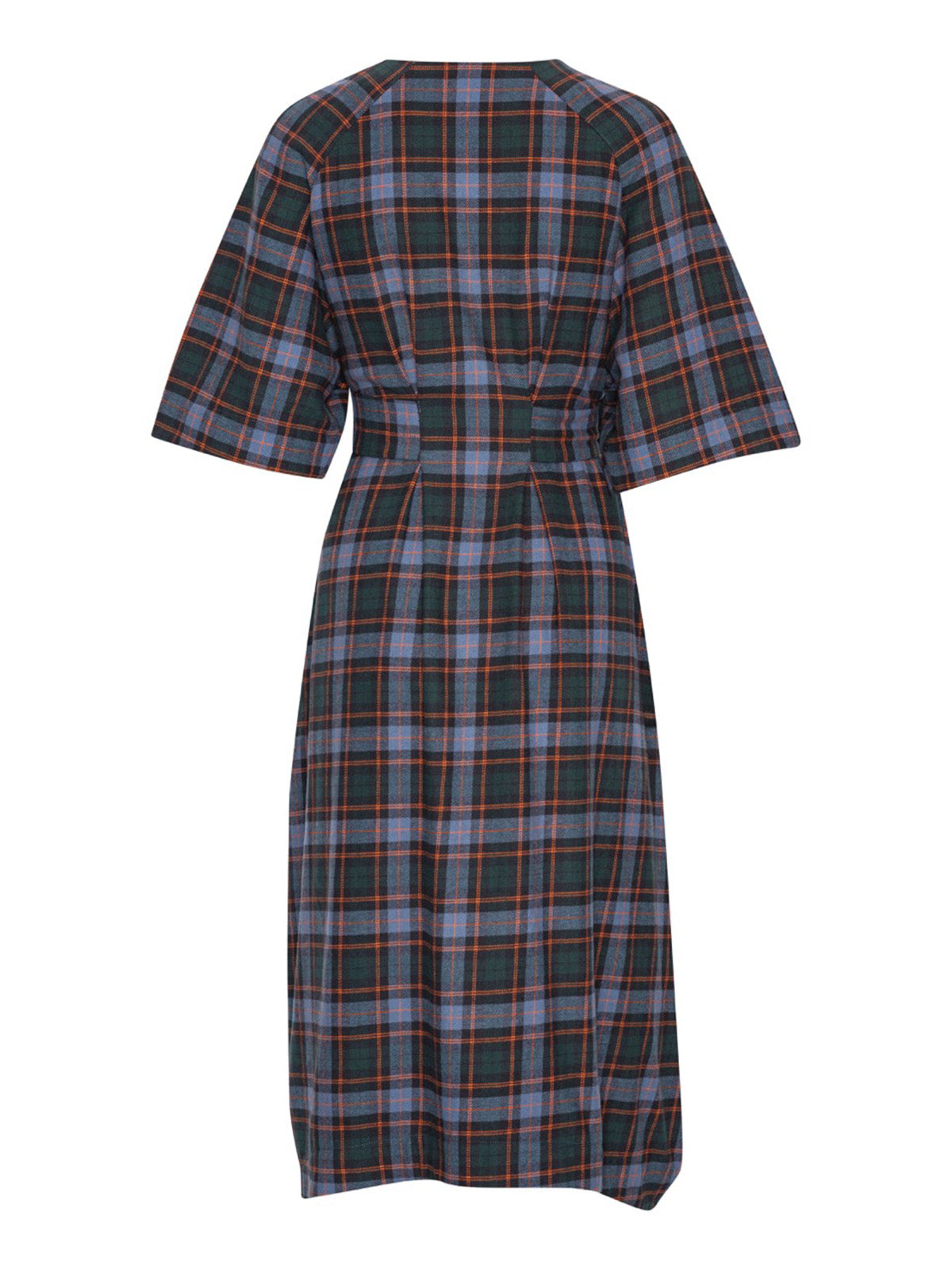 Henrik Vibskov One Dress in Blue Flannel Checks, back flat lay