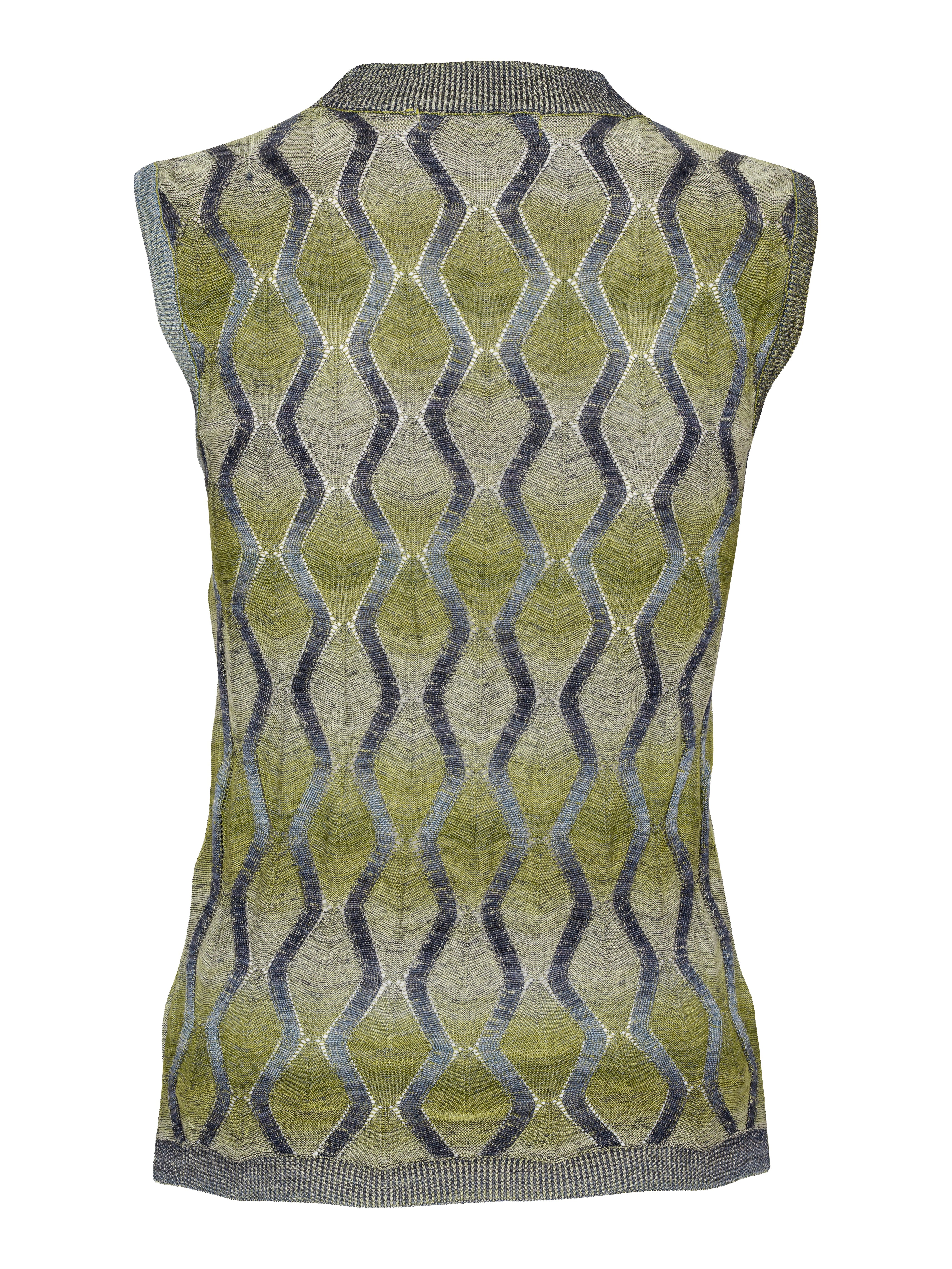 Henrik Vibskov Resonance Top in Multi Flame, back view showing sleeveless silhouette, snug round neck, ribbed hems, and lightweight form-fitting viscose from SS26 collection.