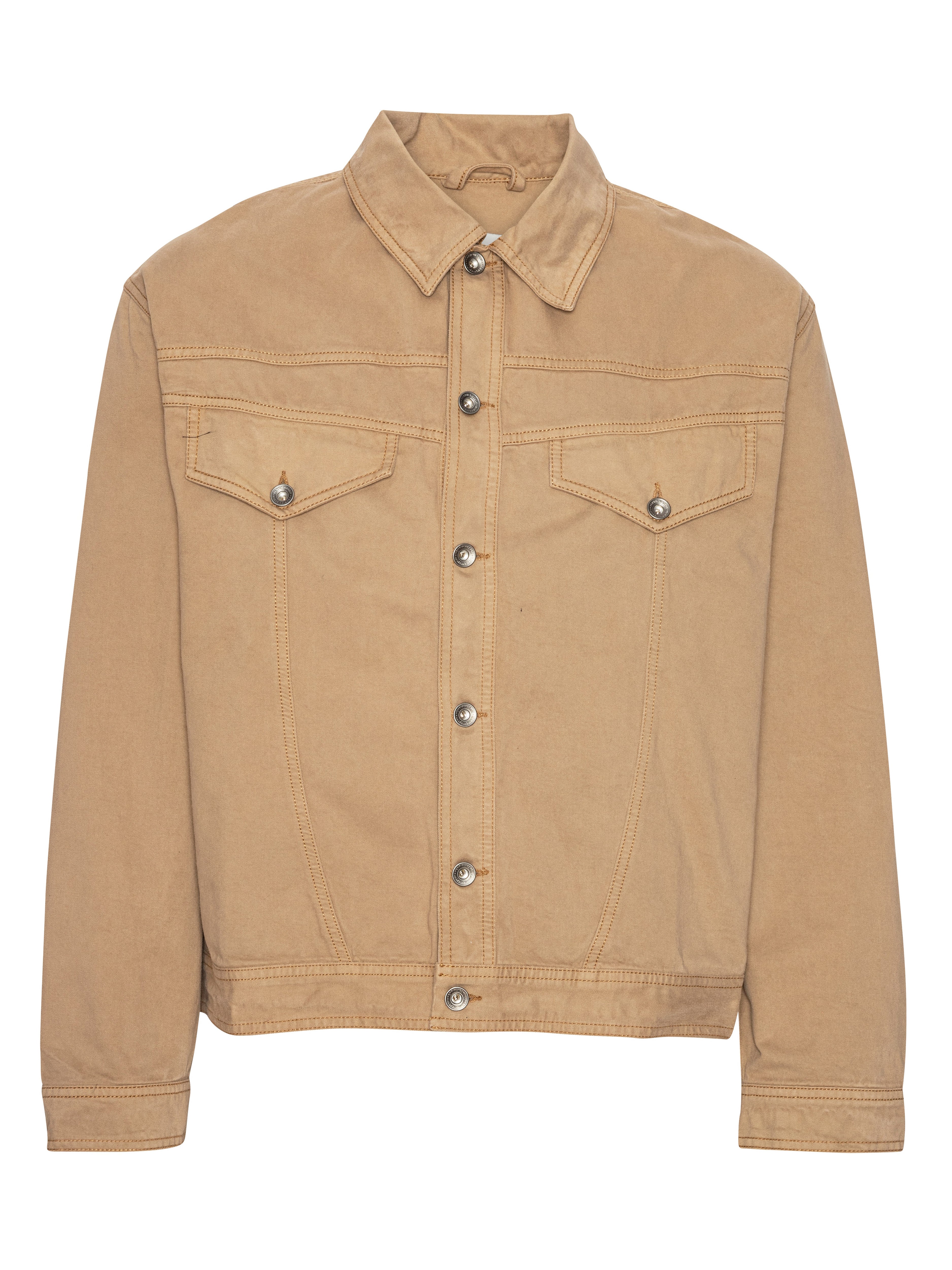 Dark beige denim jacket from Henrik Vibskov on a white background