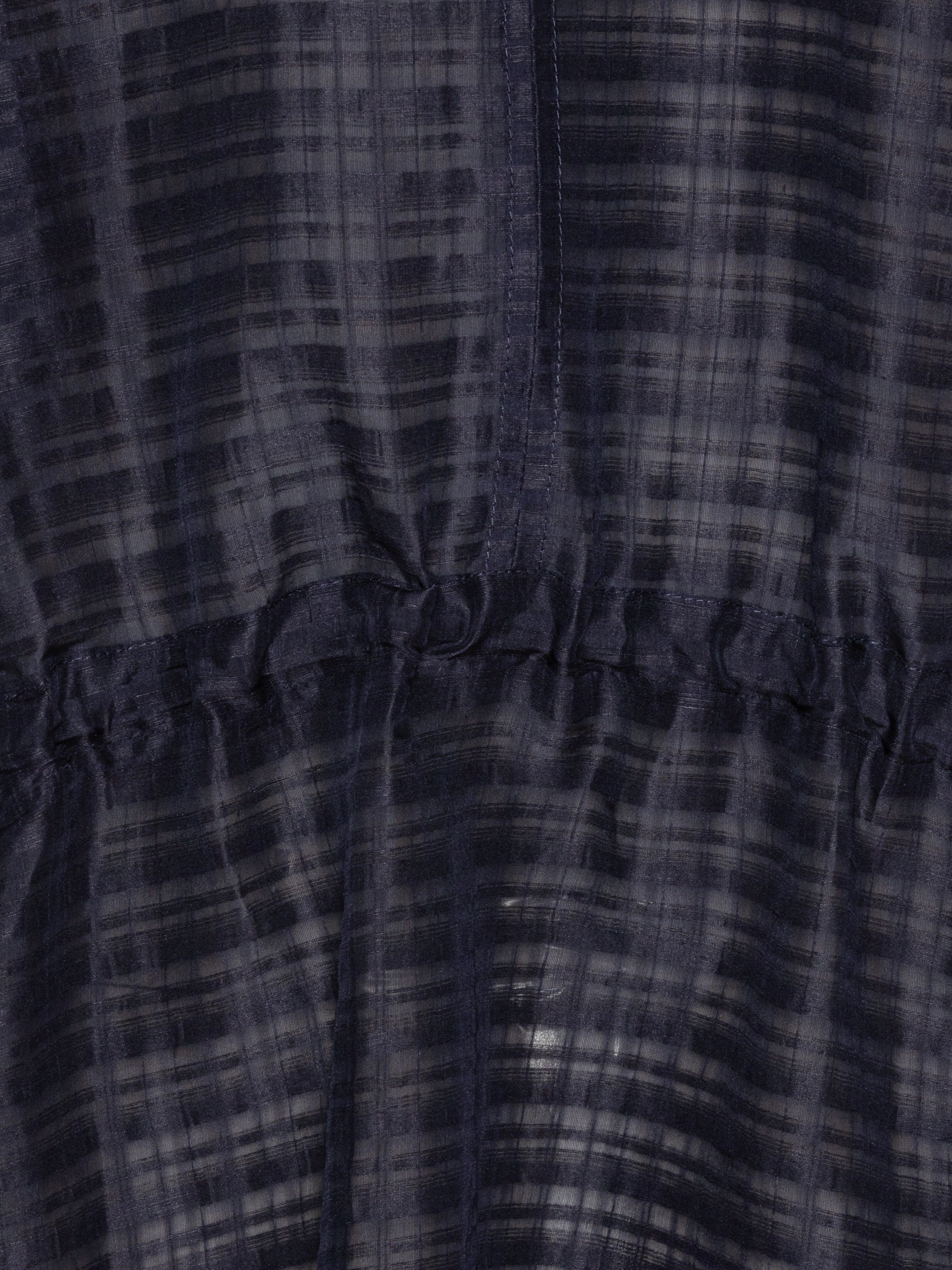 Close-up of the navy dress's material