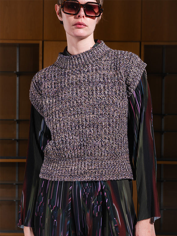 Henrik Vibskov - Six End knit vest in black, lavender, green - 2