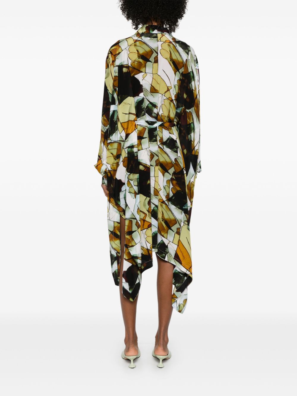 Square Silk Dress in Beige Analogue Gloves from Henrik Vibskov