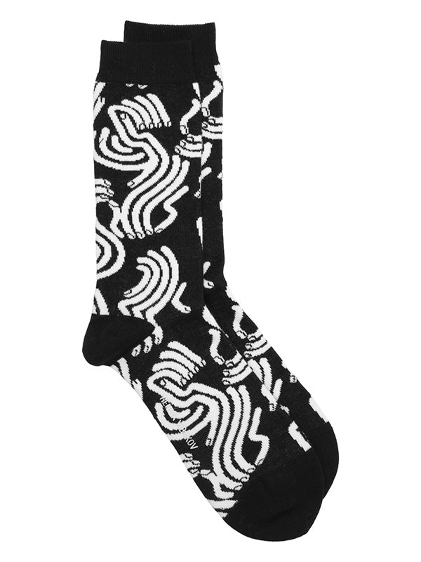 Sunny Fingers Socks Homme in White Fingers Black from Henrik Vibskov