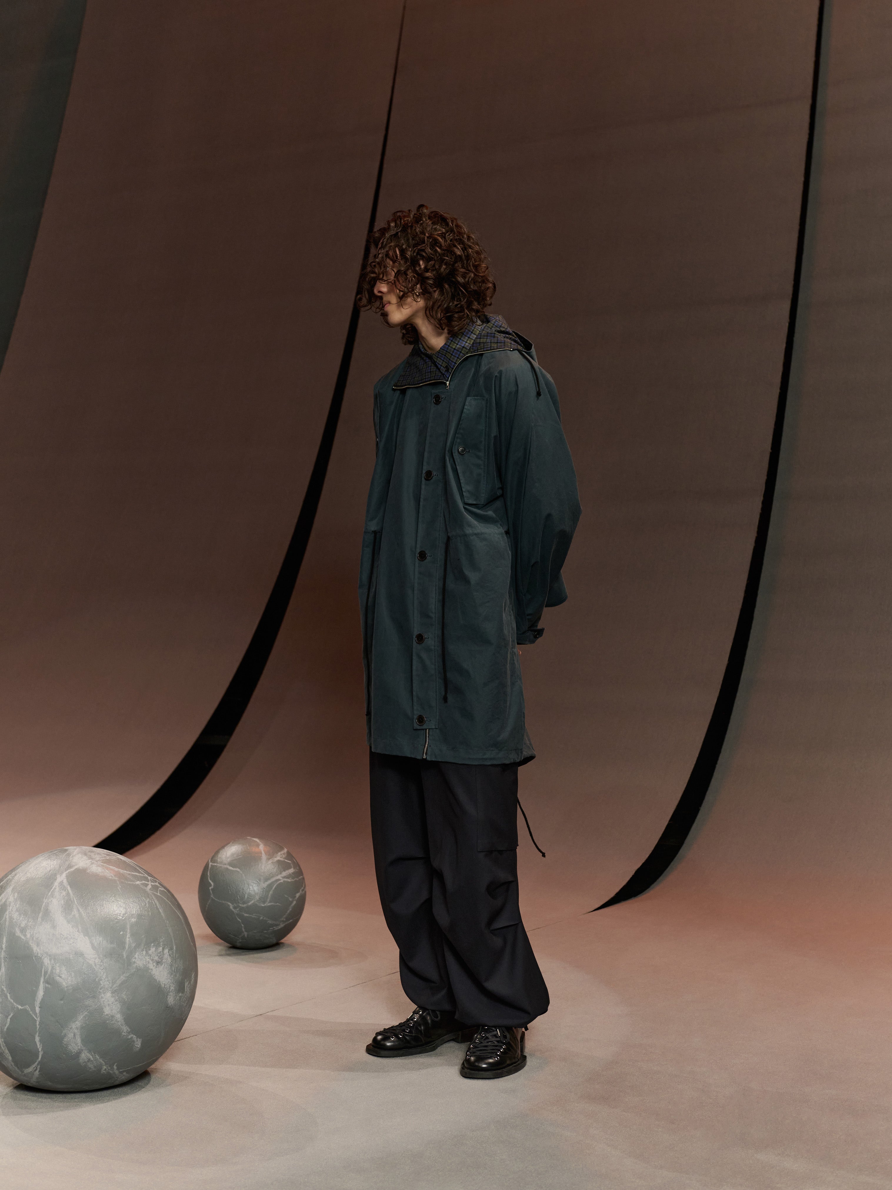 Wing Parka in Dark Petrol Wax from Henrik Vibskov