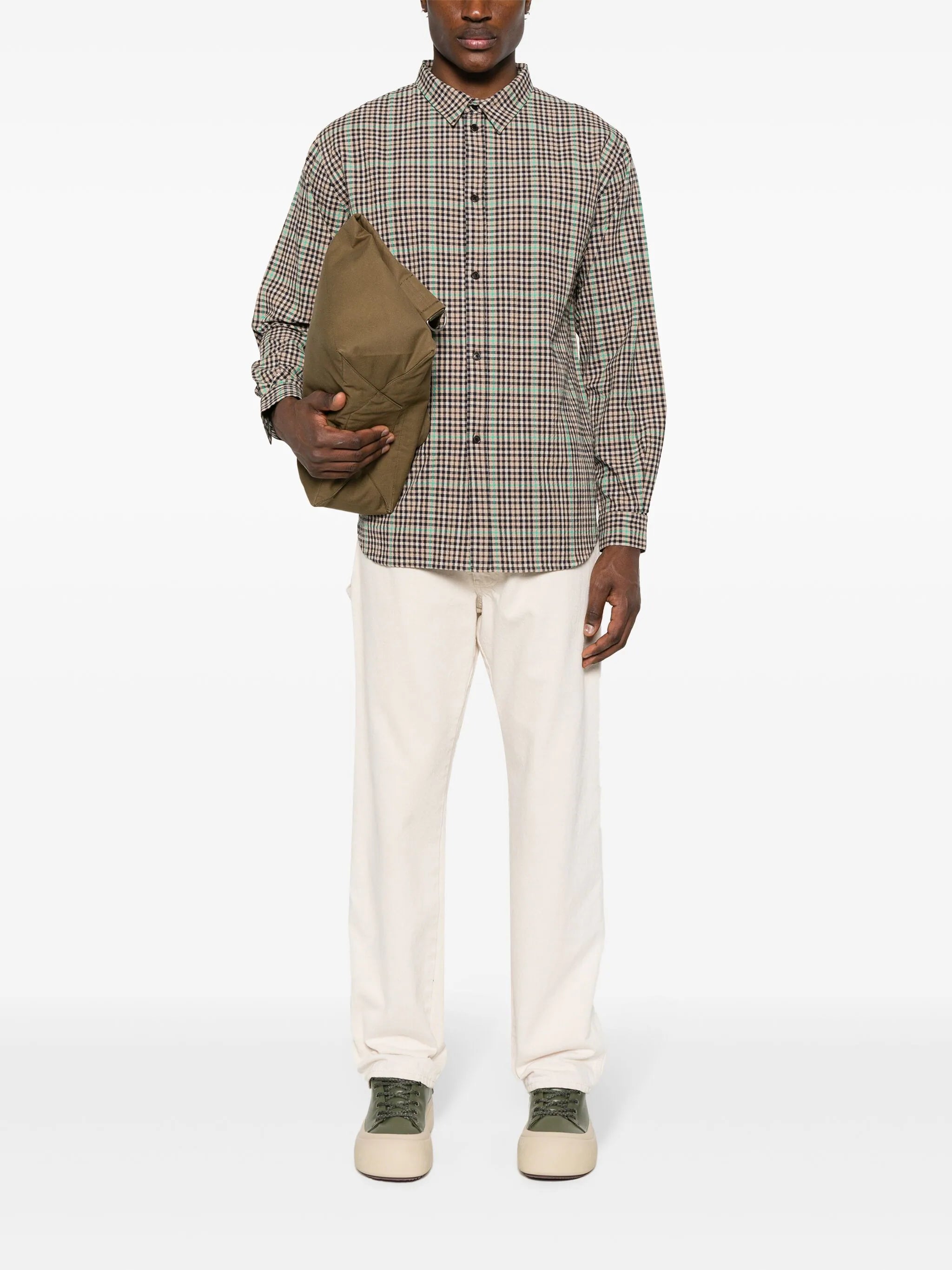 Henrik Vibskov - Hole shirt in brown and green checks - 6