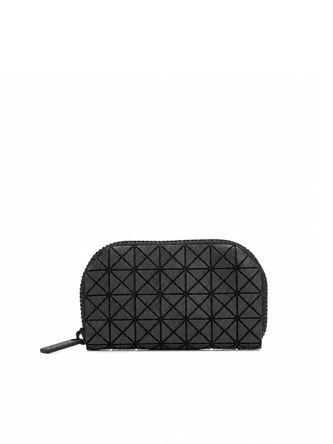Bao Bao Issey Miyake Kuro Fragment Wallet in matte black with geometric triangular panel design, zip closure and compact card holder shape