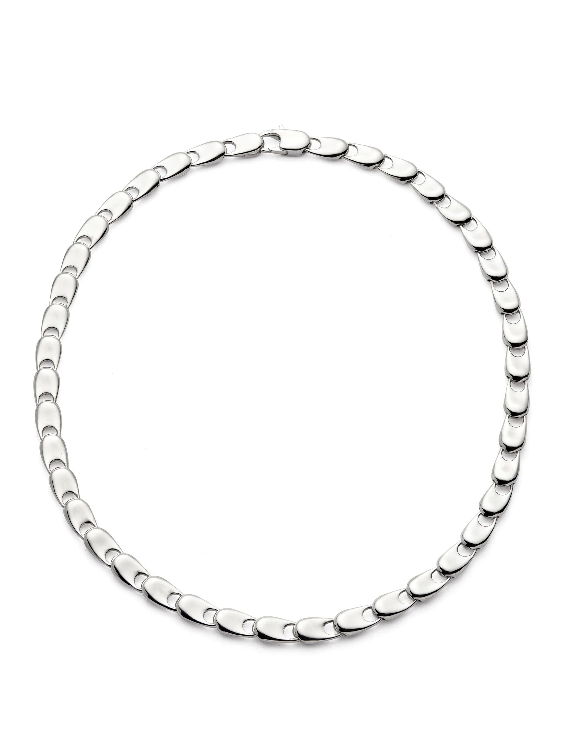Kinraden Mini Electra Necklace Large in recycled 925 sterling silver with 52 cm chain, polished oval links and minimal handmade design