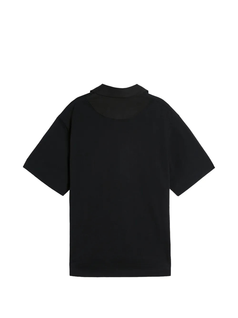 Marni Lace Up Rugby Polo in Black/Black/Ecru, back view.