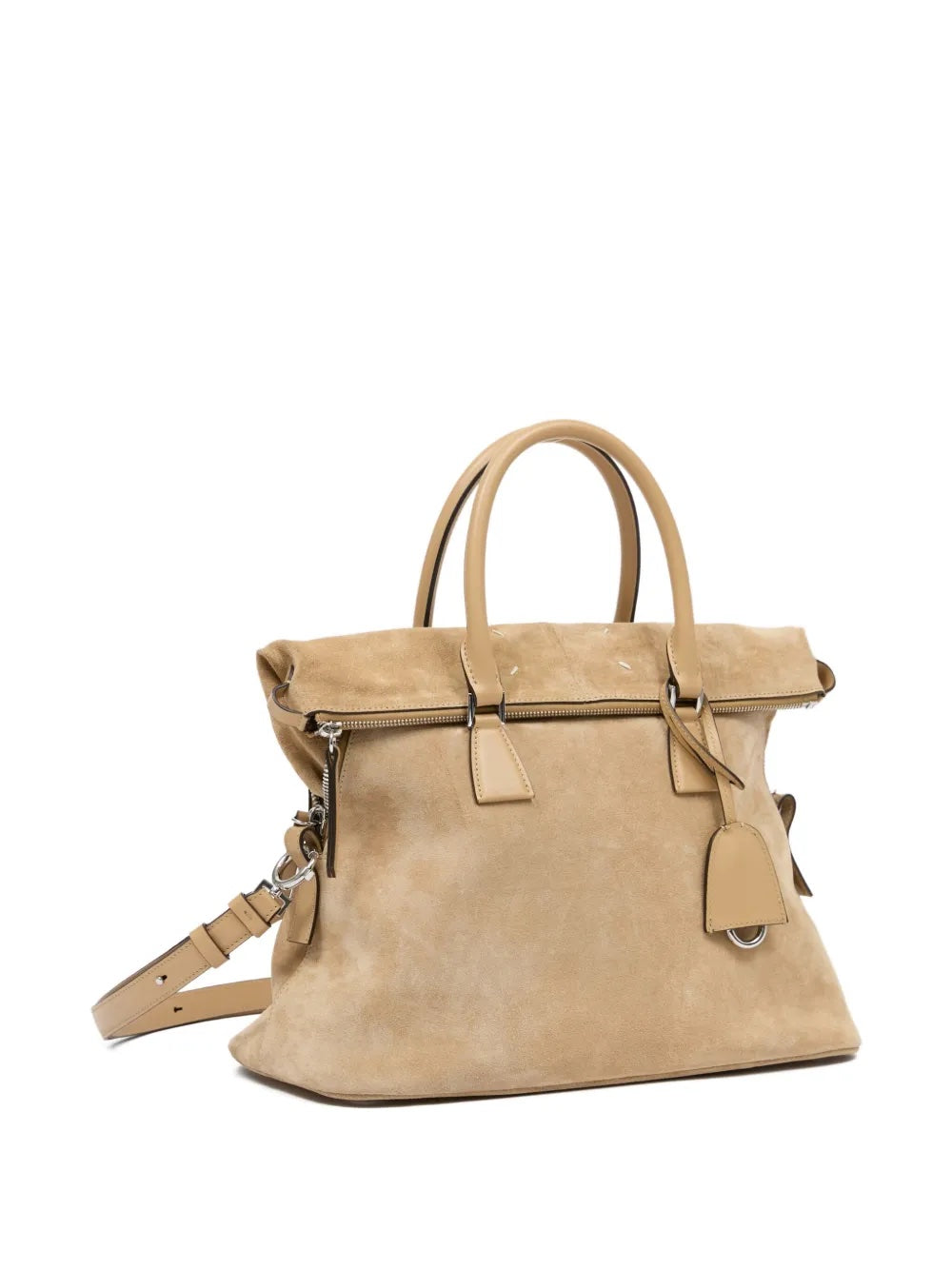 Alternate size view of the Maison Margiela 5AC Soft Medium bag in camel, showing its medium proportions and structured-yet-soft silhouette.