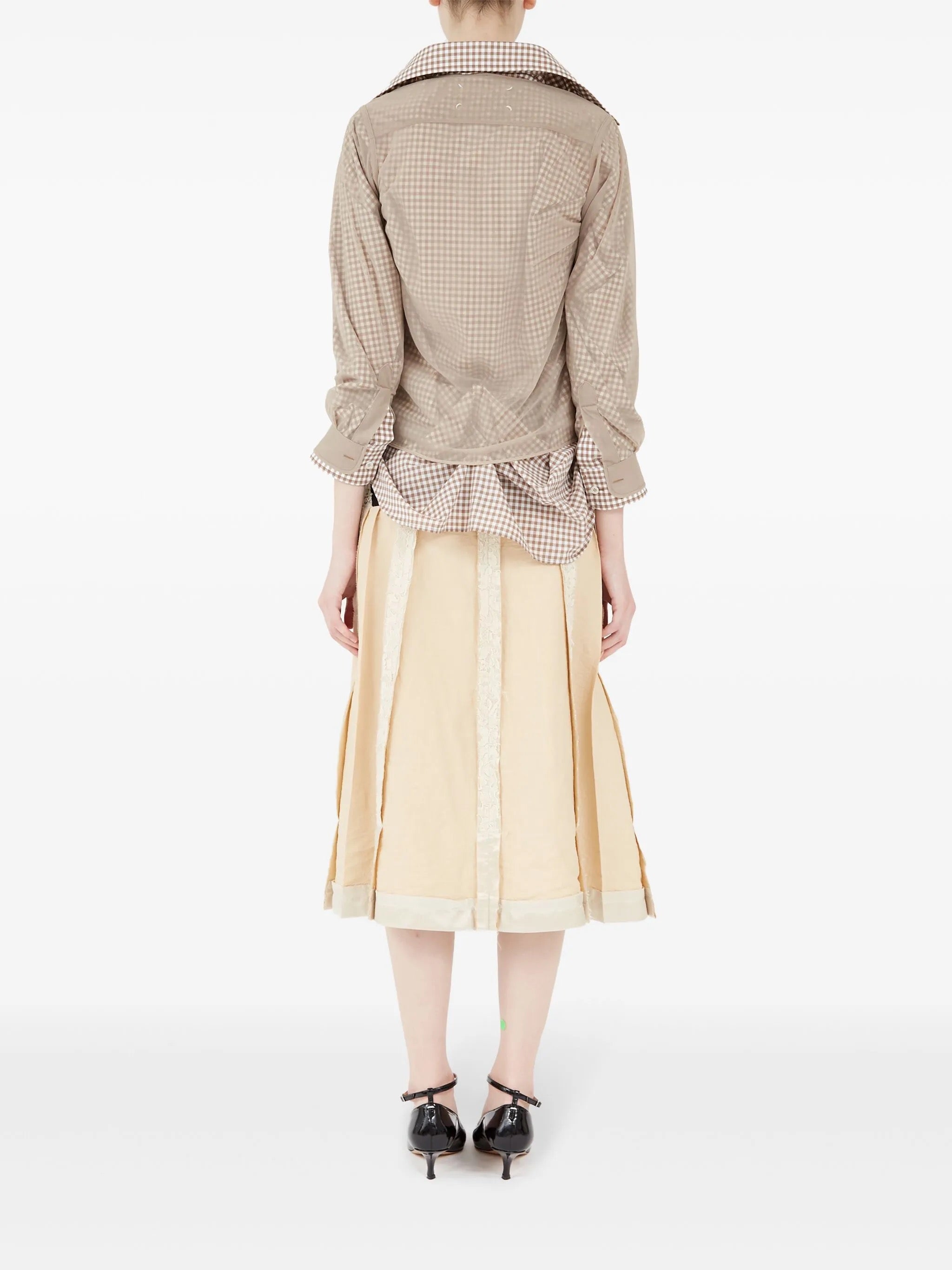 Double Layer Long Sleeve Shirt in Camel/Tan/White from Maison Margiela