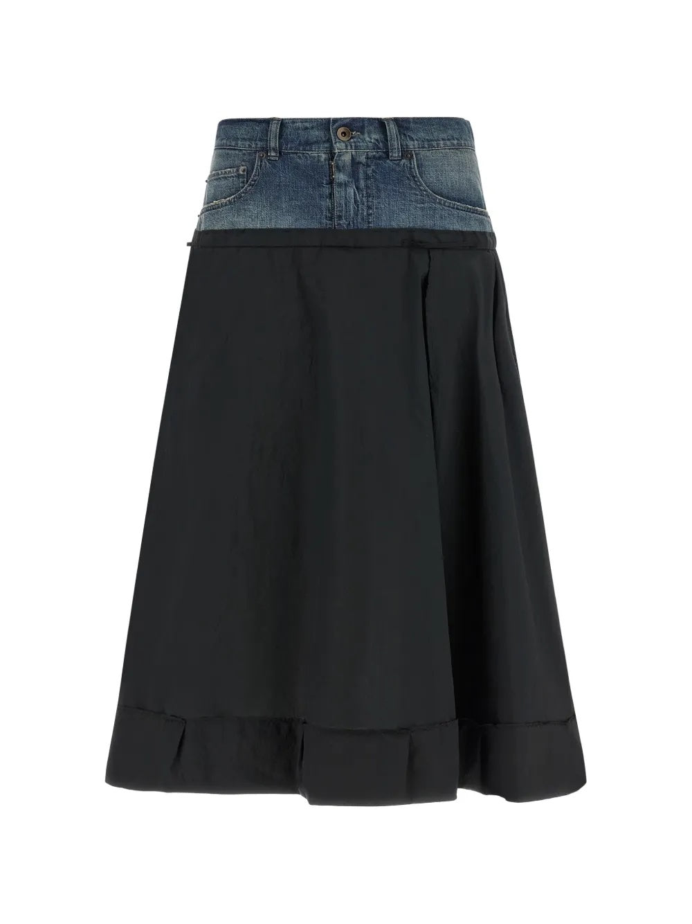 Black skirt with denim waistband from Maison Margiela on a white background