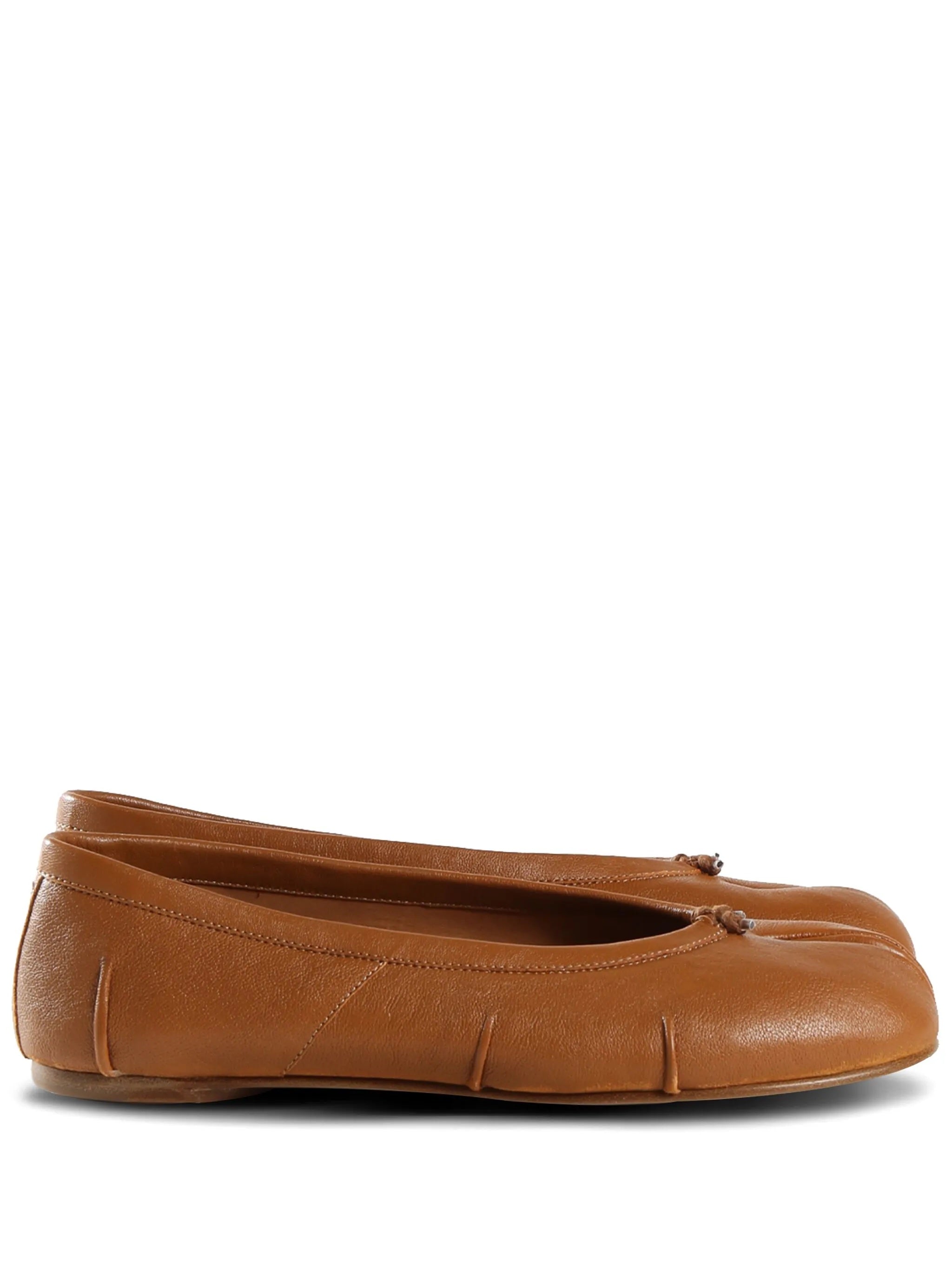 Pleated Ballerina Tabi in Light Brown from Maison Margiela