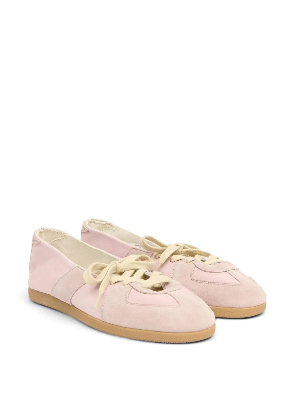 Maison Margiela Replica Soft Laced Ballets in Pale Blush, pair angled view
