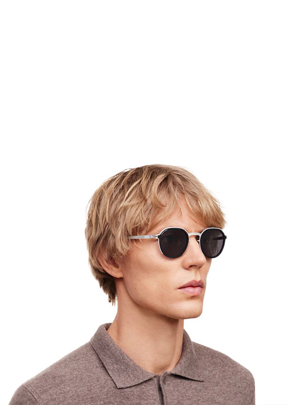 Panto Sunglasses MR001 in White Silver/Black Coolgrey Solid from Mykita x Rimowa