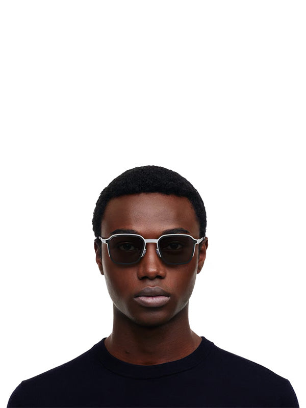 Square Sunglasses MR002 in White Silver/Silver Darkgrey Solid from Mykita x Rimowa
