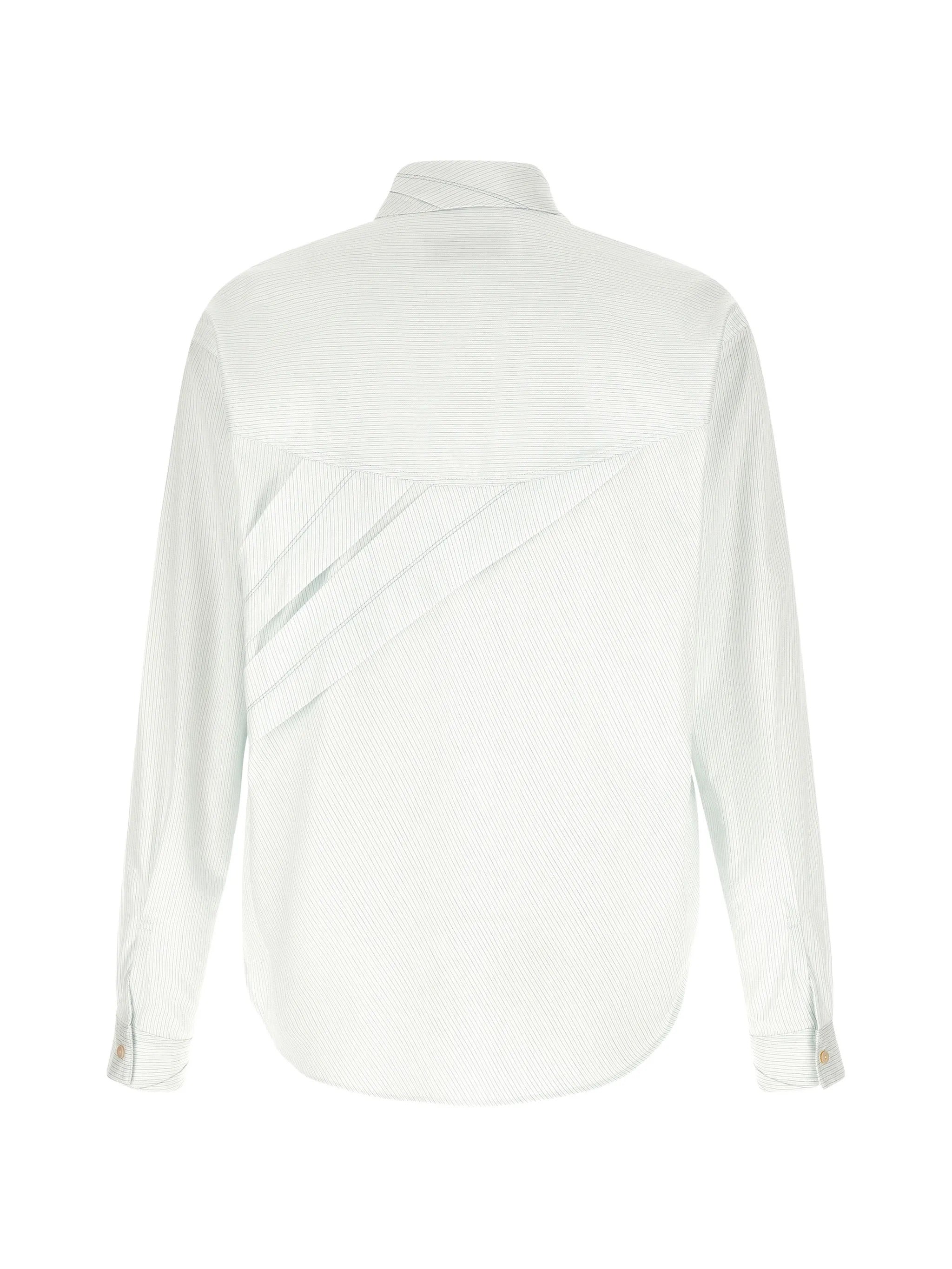 Back view of the Kiko Kostadinov Ohne K-Dart Shirt in Blue & Green.