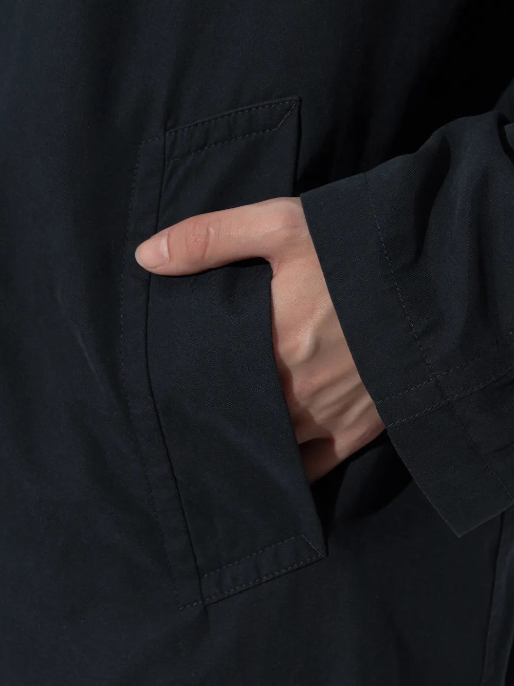 Maison Margiela Peach Trench Coat in Dark Blue pocket detail