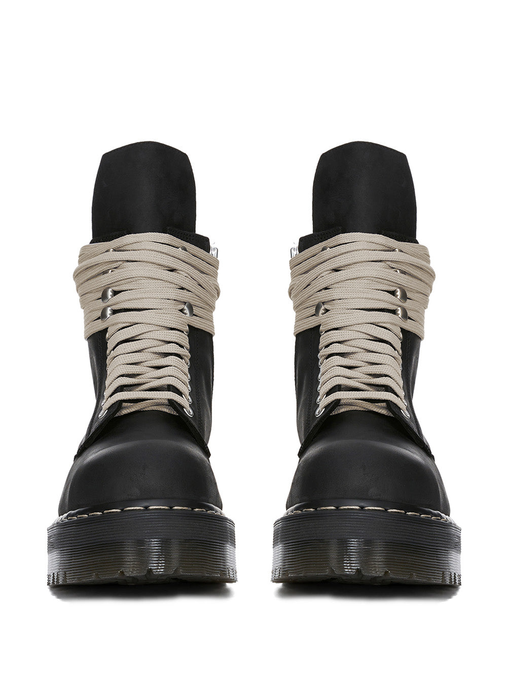 The Steel Toe – Black Leather Quad Boot-[-Rick Owens DRKSHDW-2