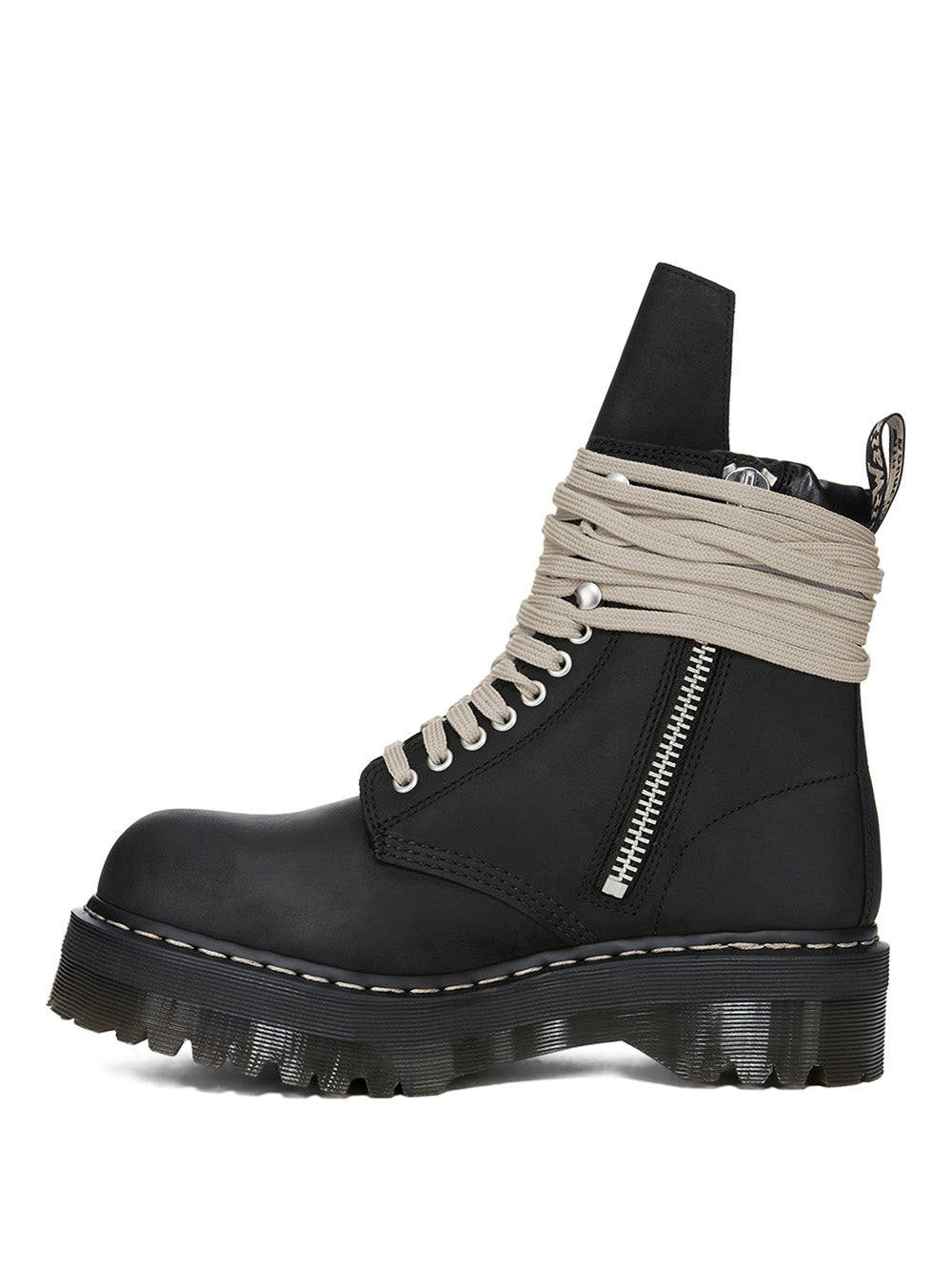 The Steel Toe – Black Leather Quad Boot-[-Rick Owens DRKSHDW-3