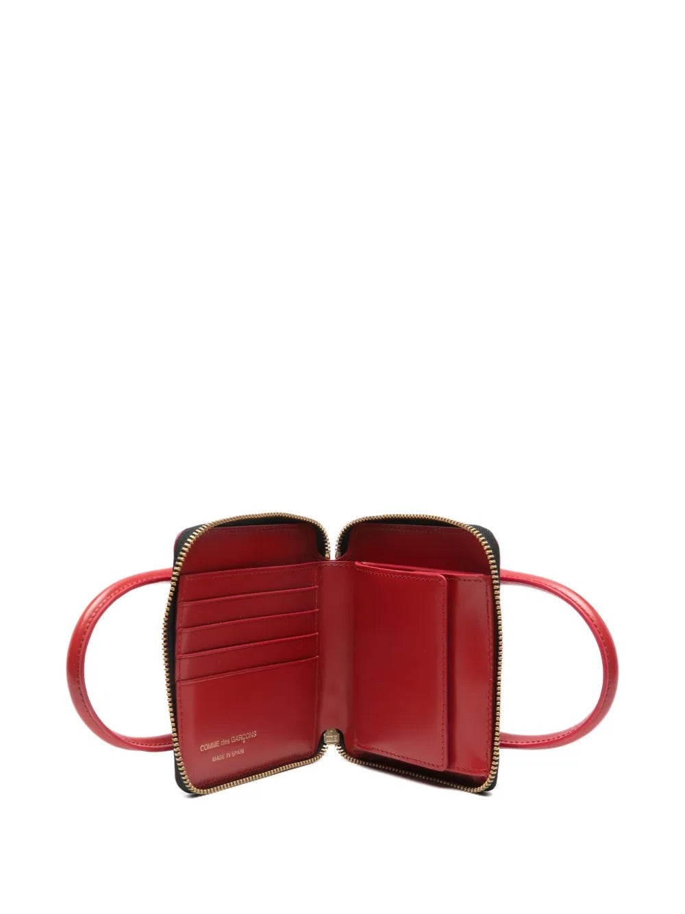 Comme des Garçons Wallet SA2100HA Red - open view showing card slots and compartments