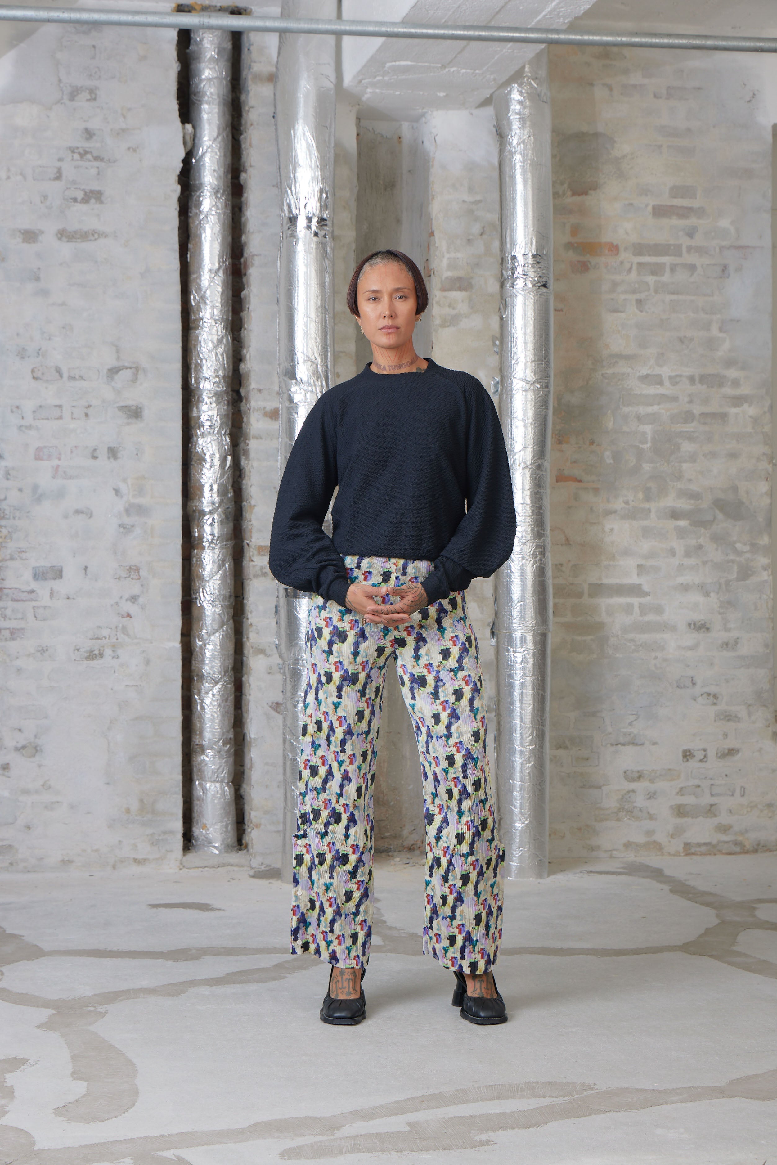 Remember Plisse Pant - Light Flowery Clouds-[-Henrik Vibskov-12