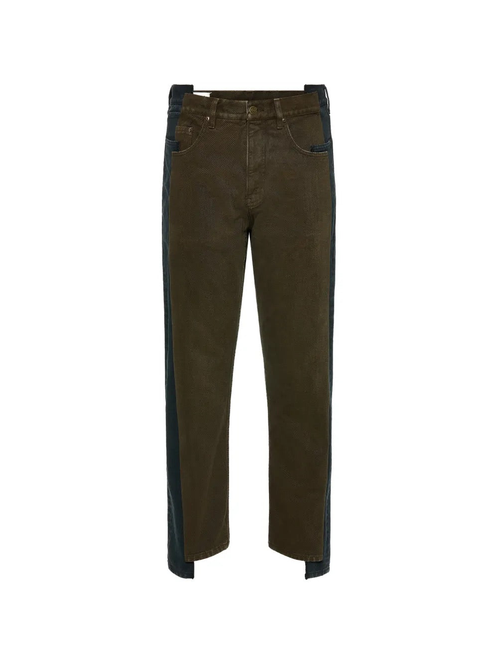 Maison Margiela Spliced Trousers in Black + Brown front view