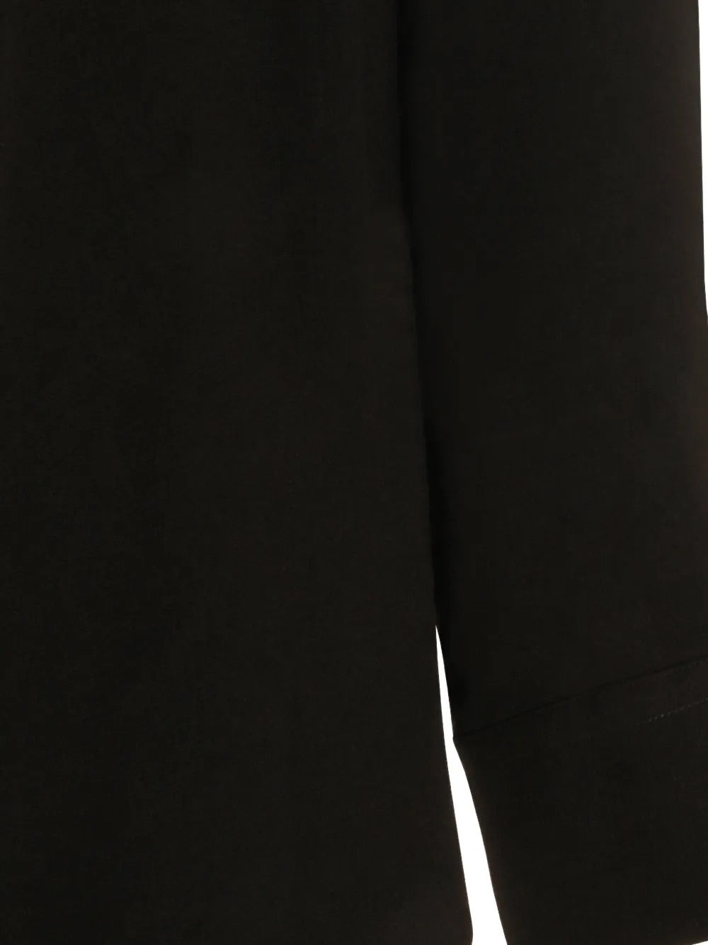 Square Shirt in Black by Vivienne Westwood, closeup of buttoned cuff detail on black viscose long sleeve shirt, Spring/Summer 2026