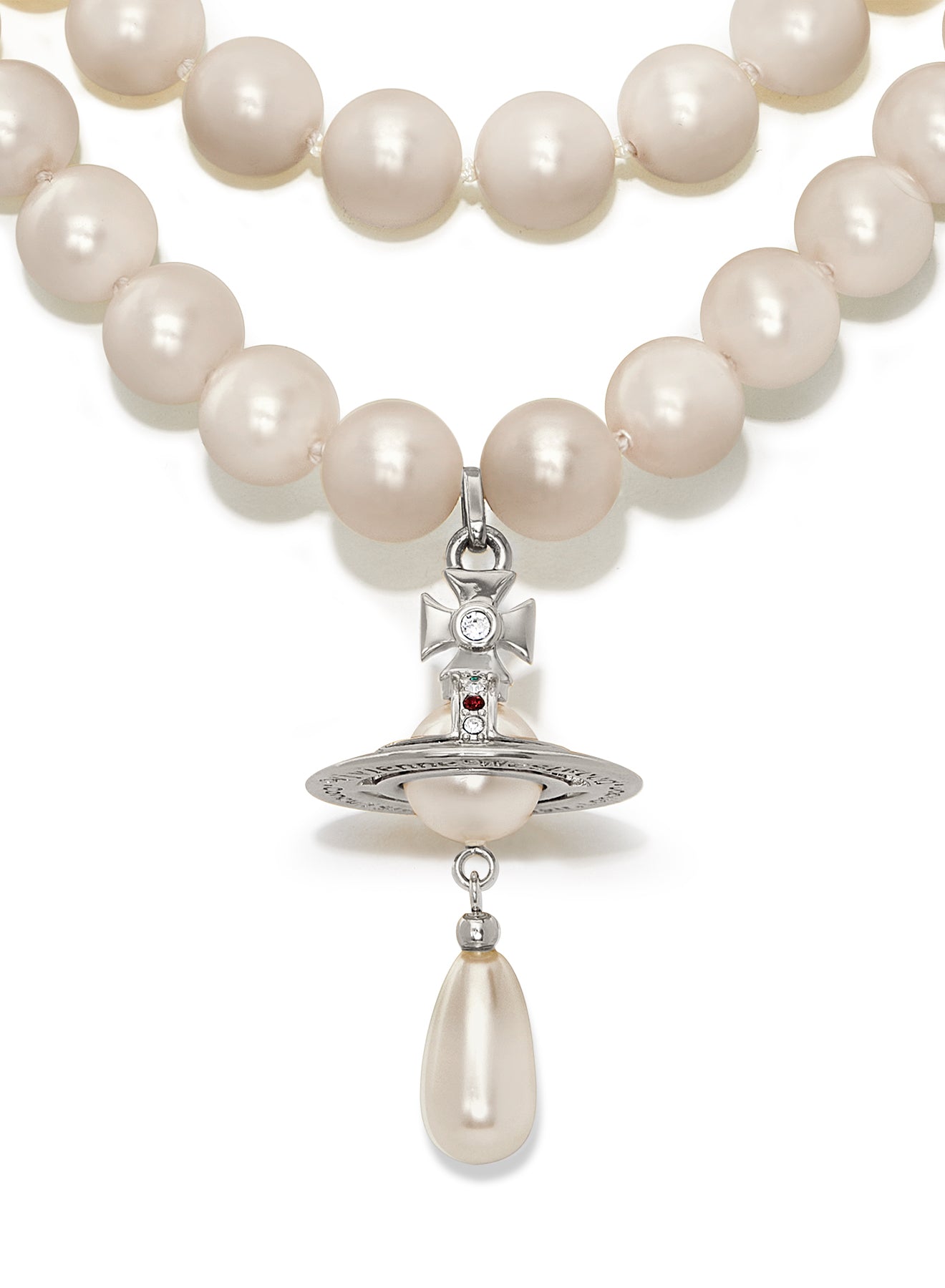 Vivienne Westwood - three row pearl drop choker in platinum - 2