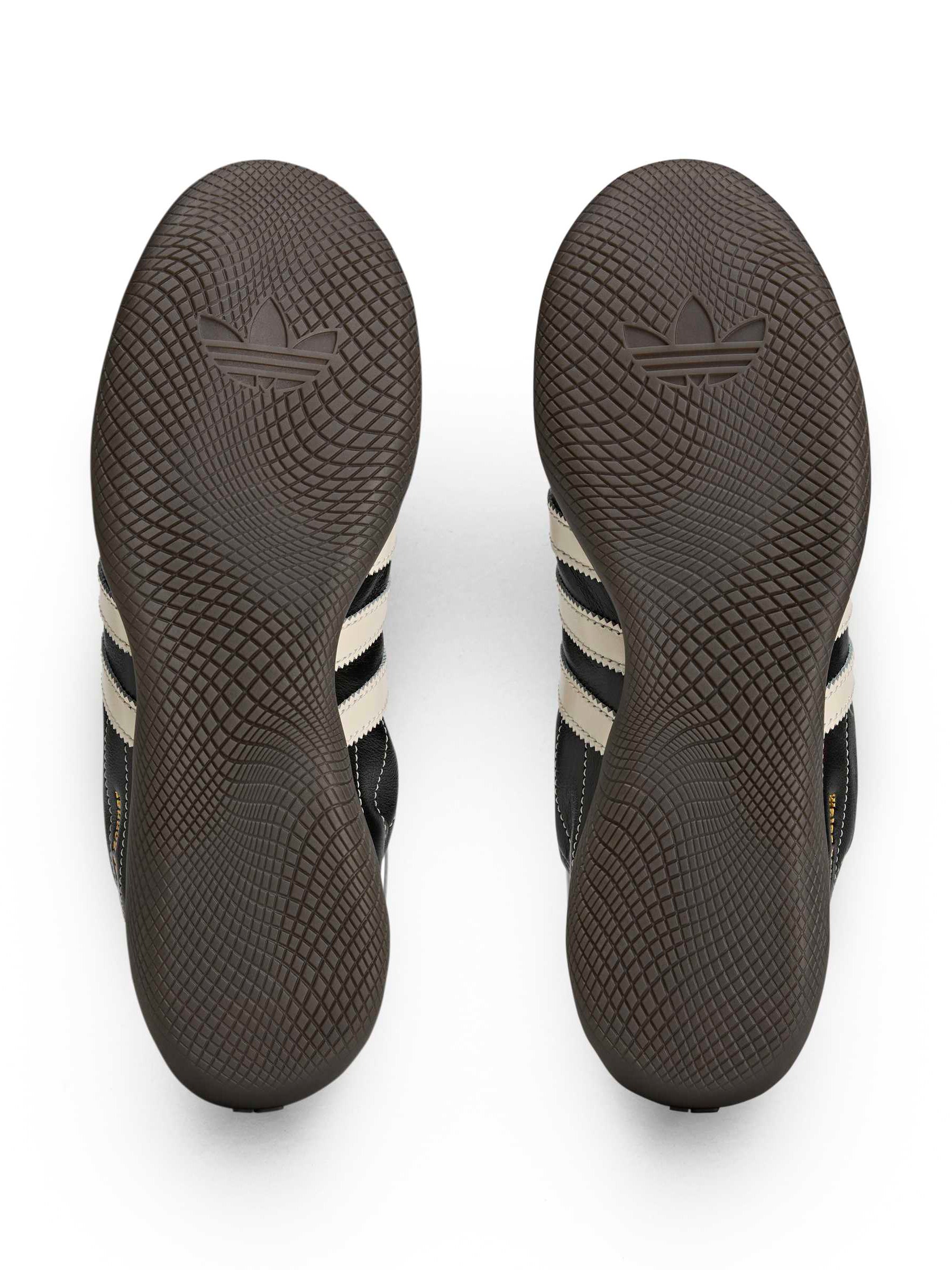 Wales Bonner x Adidas Karintha OG in Core Black Wonder White Lush Blue rubber outsole detail, bottom view – Wales Bonner x Adidas SS26