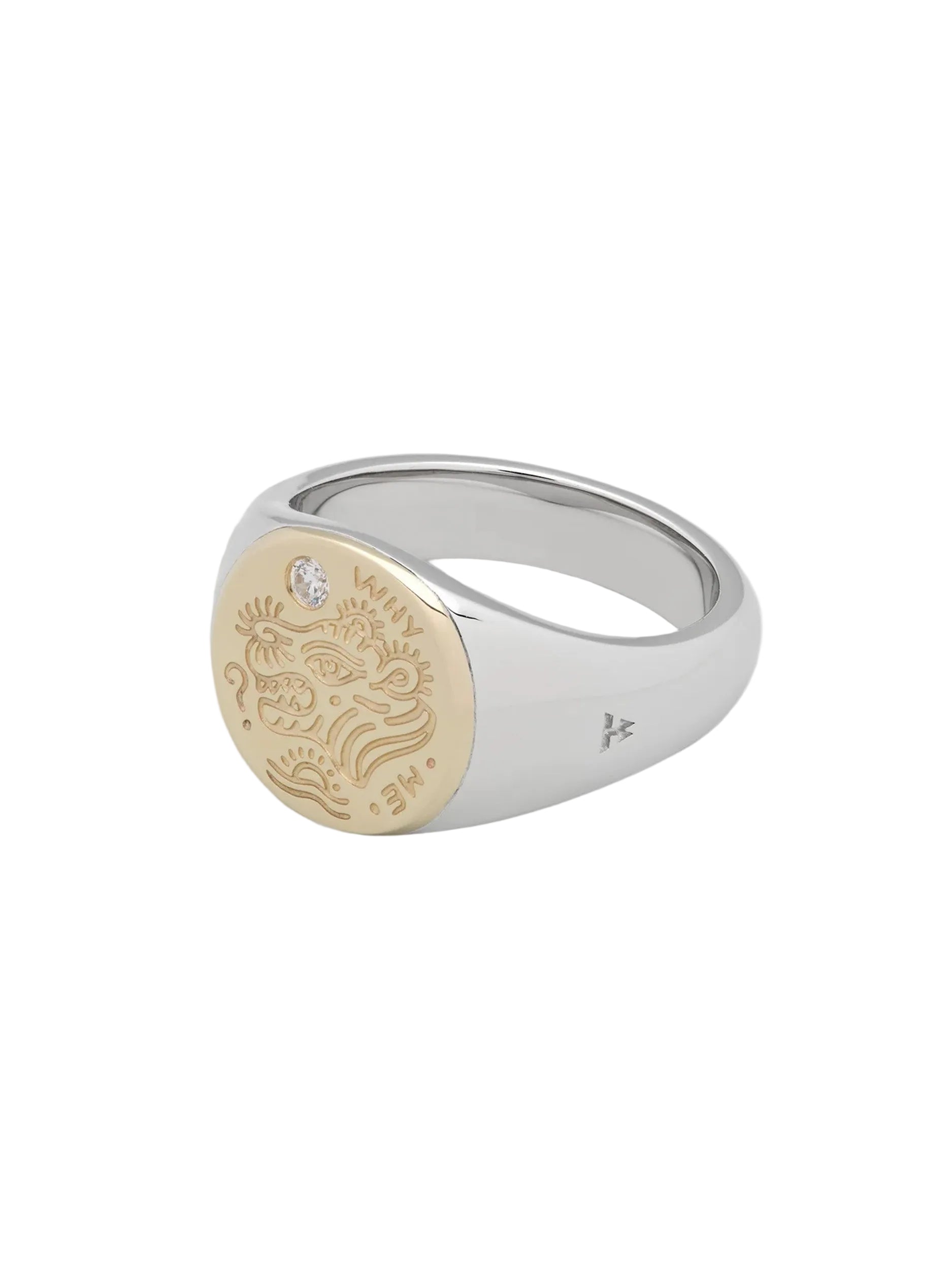 Tom Wood Why Me Ring Gold signet ring side view