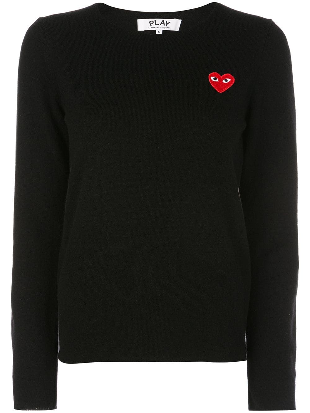 Womens Crewneck Pullover Red Heart - Black-[-Comme des Garçons Play-1