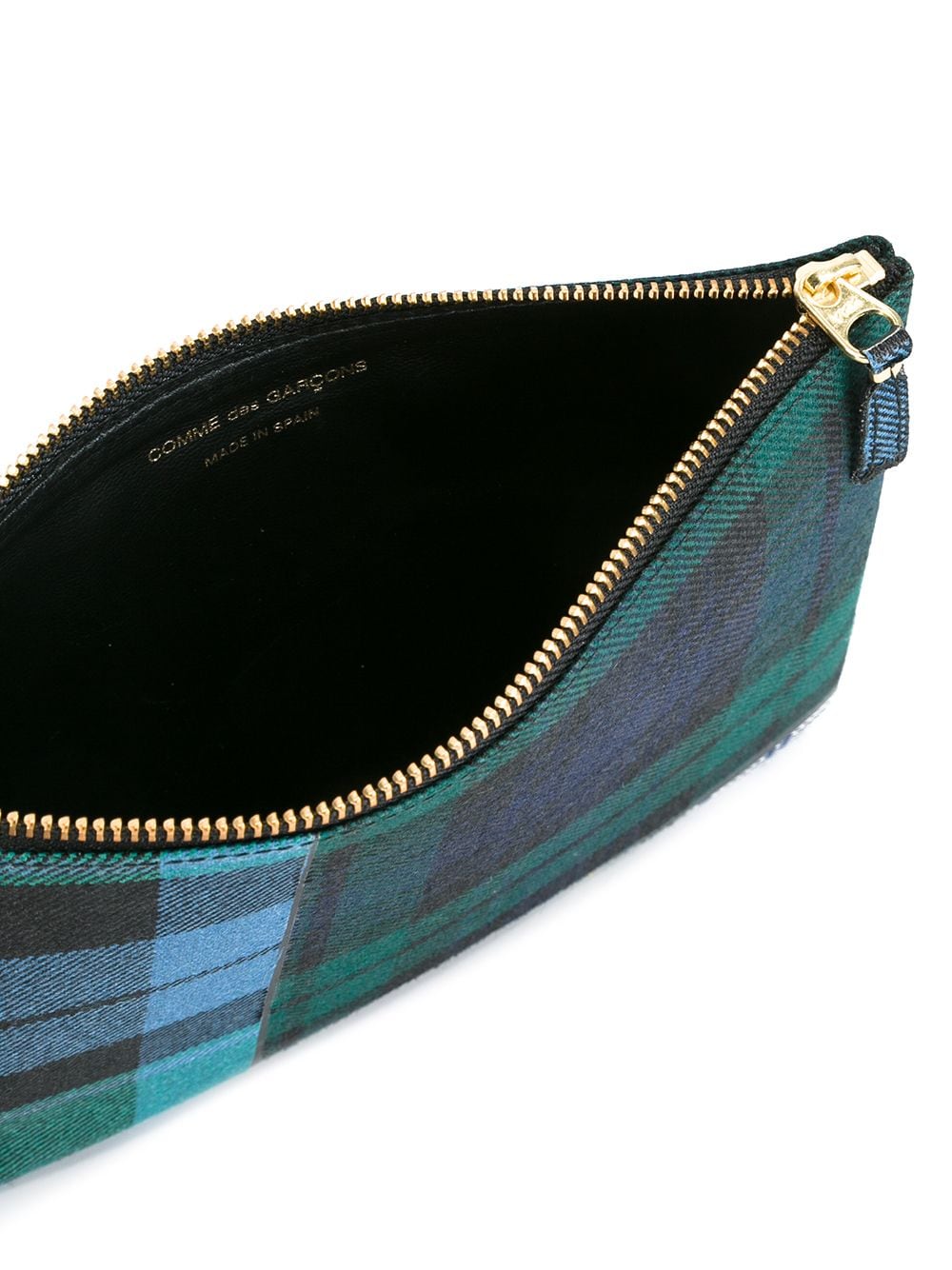 Comme des Garcons Wallets - zipped clutch in tartan patchwork green - 5