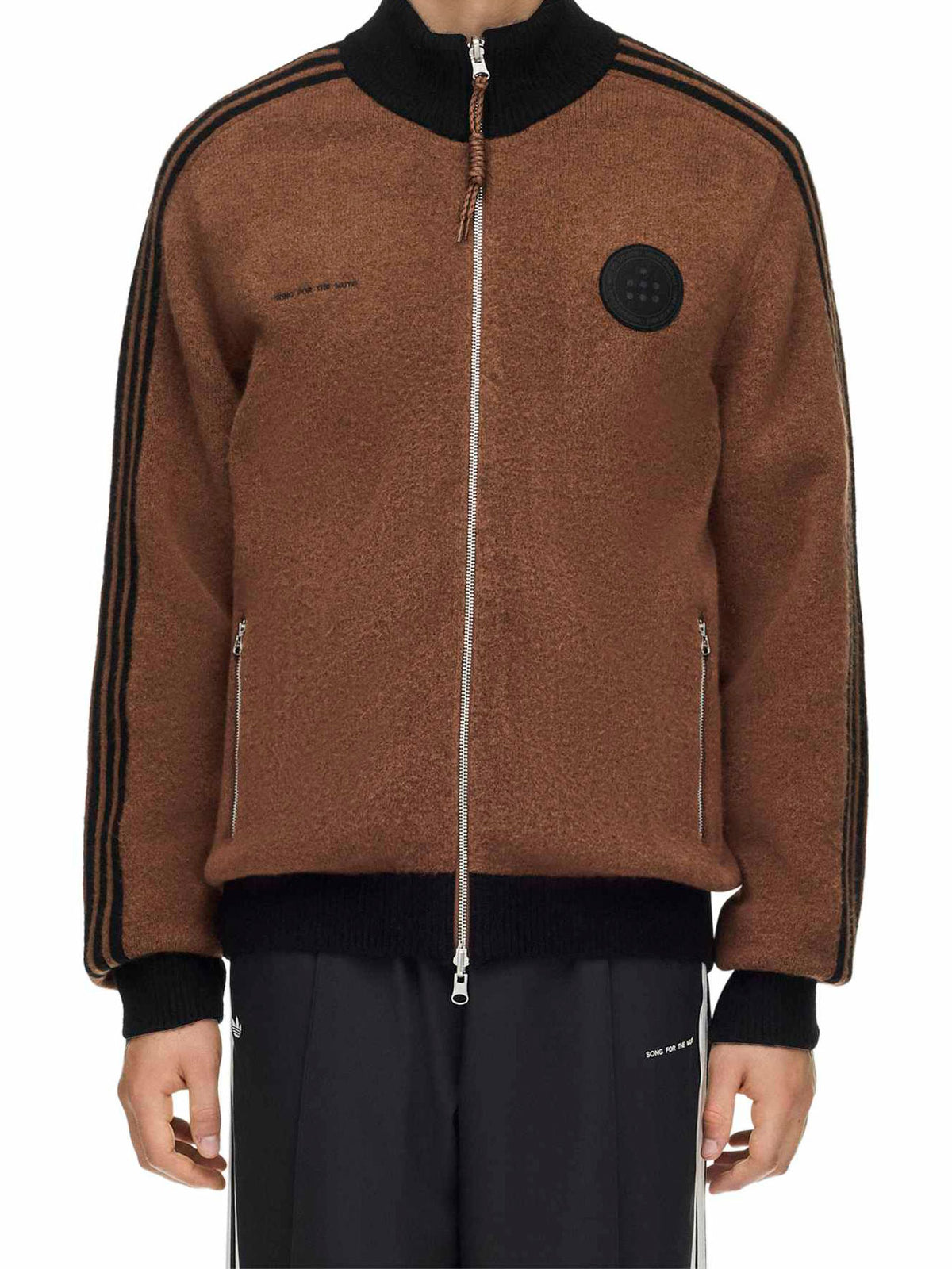 Model wearing Adidas x Song for the Mute ADI008 Knit Jacket from the front