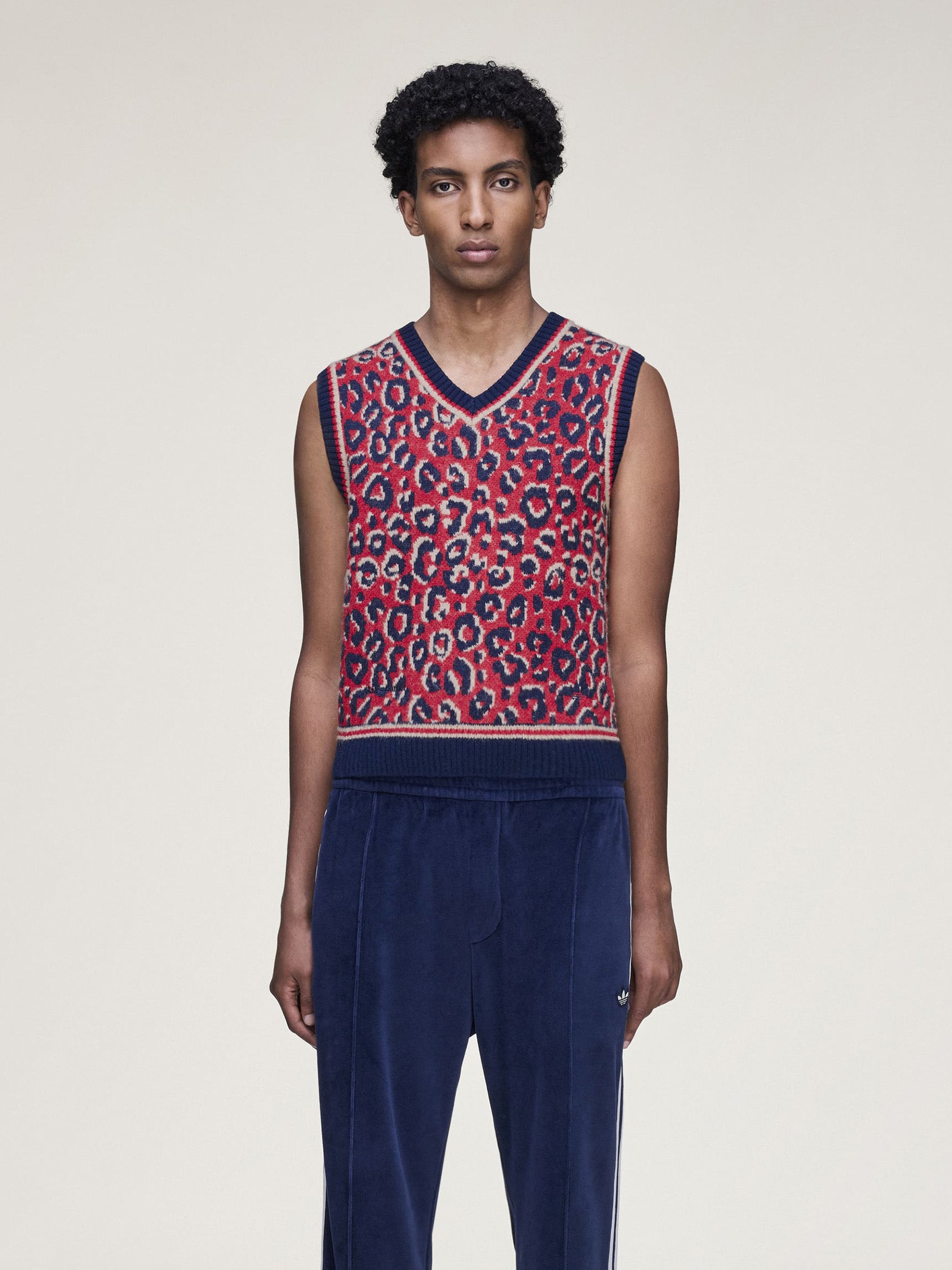 WB Knit Vest - Navy Blue / Magenta Beige / Betsca-[-Adidas x Wales Bonner-3