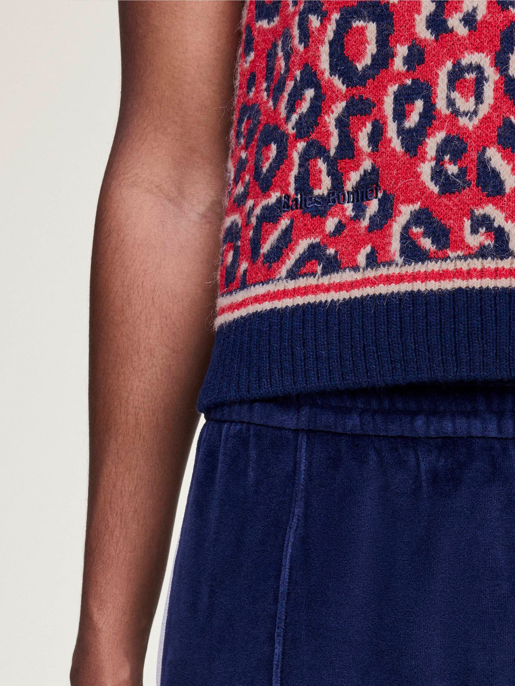 WB Knit Vest - Navy Blue / Magenta Beige / Betsca-[-Adidas x Wales Bonner-8