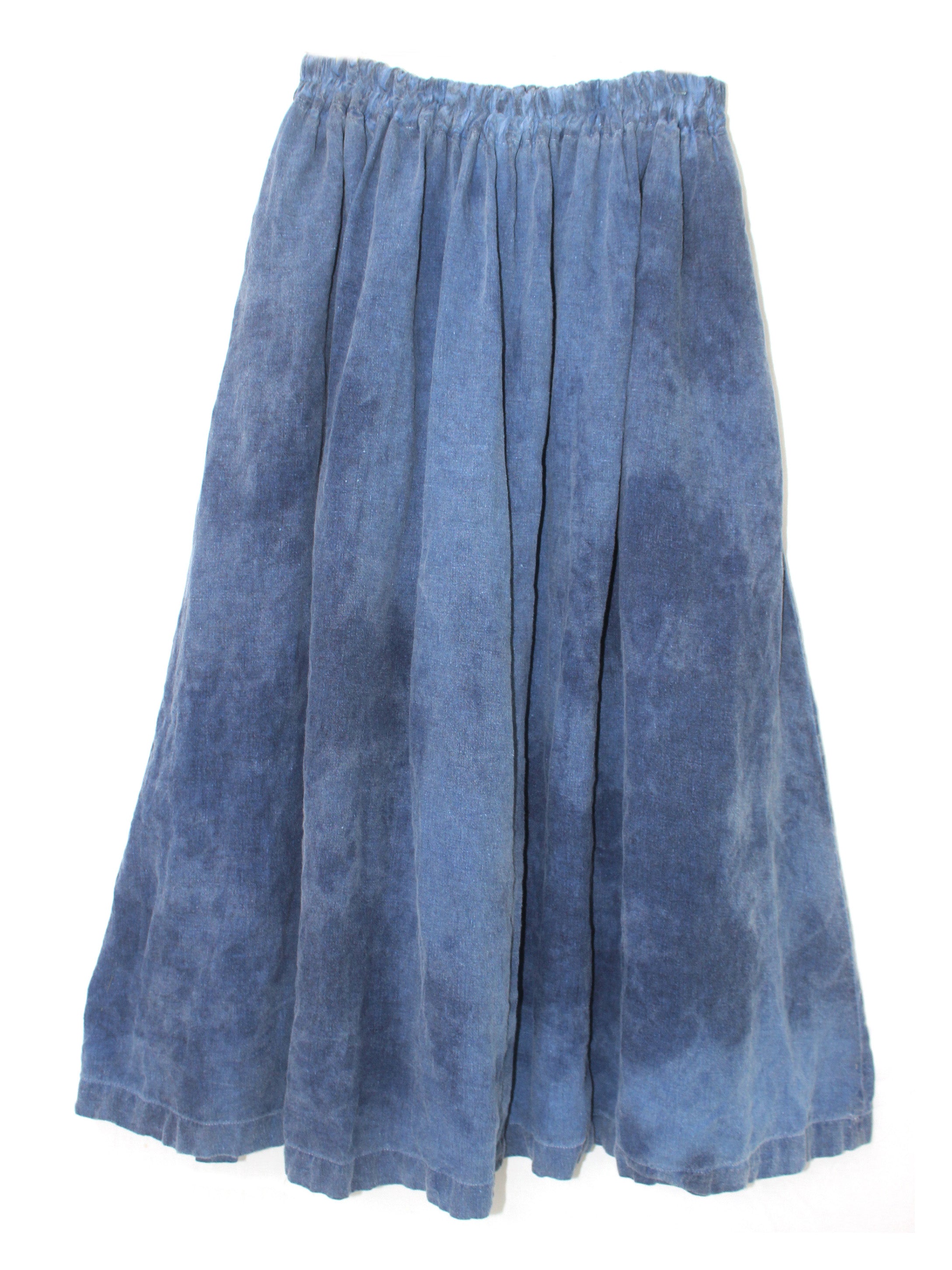 Blue linen skirt with tie dye effect from Anntian on a white background