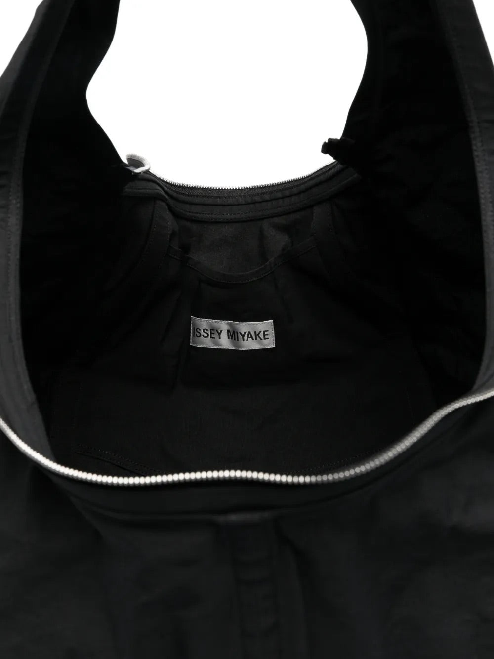 Issey Miyake April SS26 Paper Balloon 2 Bag in Black interior detail with logo label and lining
