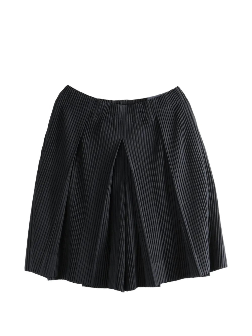Issey Miyake Tailor Pleats 2 Pants Black - front view showing pleated texture and elasticated waistband