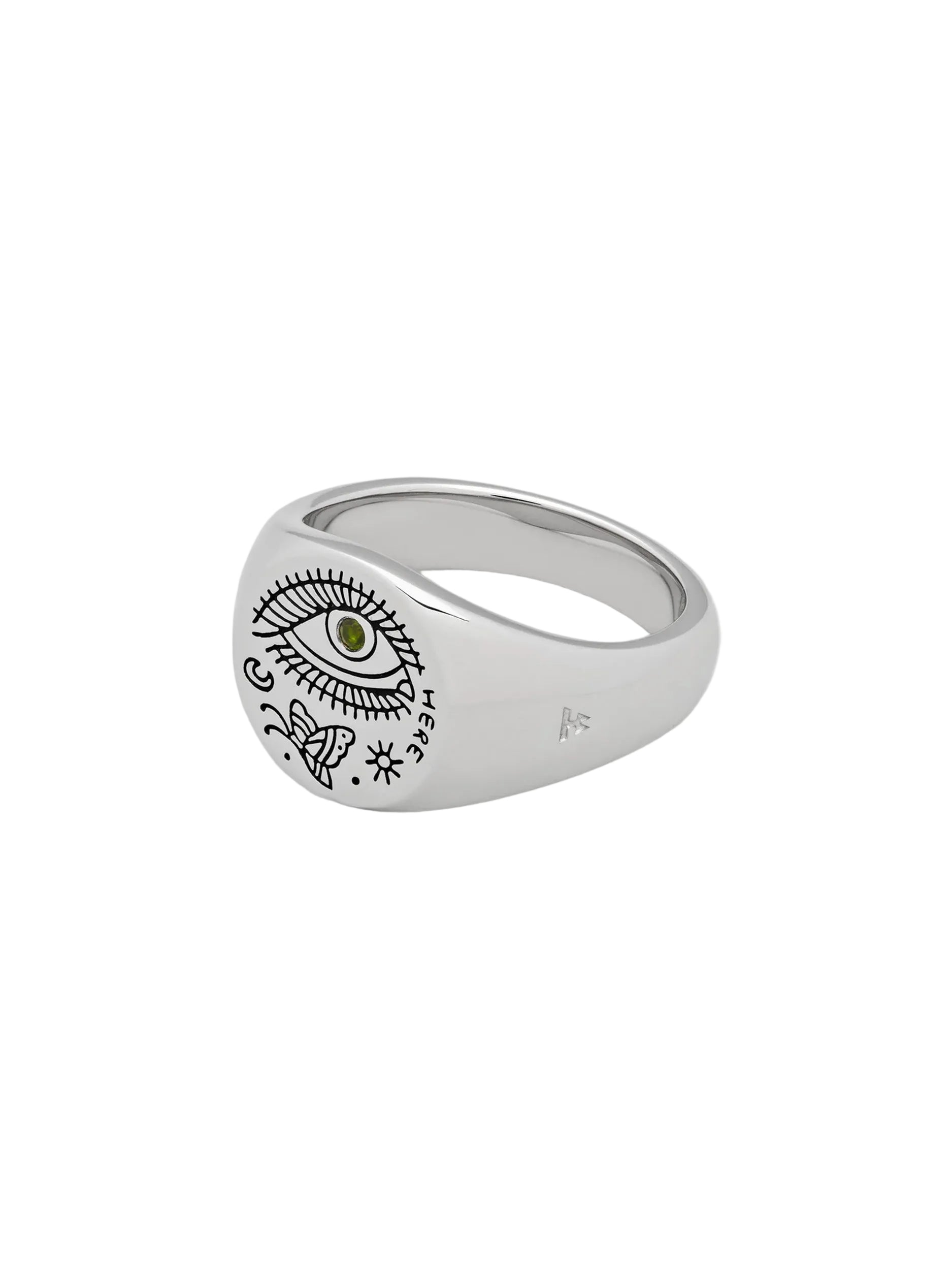 Tom Wood Butterfly Ring shown from angled side view
