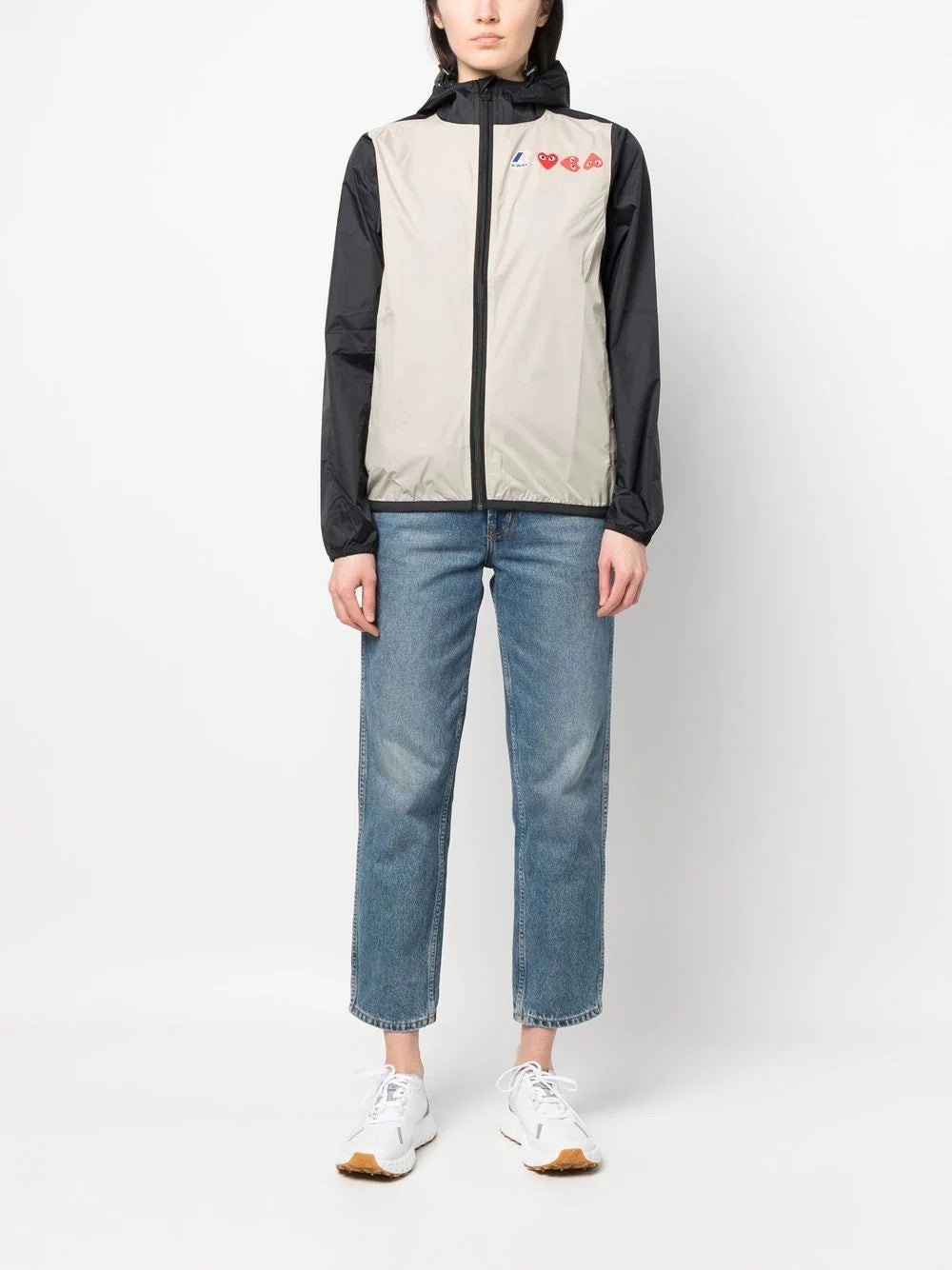 Unisex K-Way Double Colours Cagoule - Beige/Black-[-Comme des Garçons Play-7