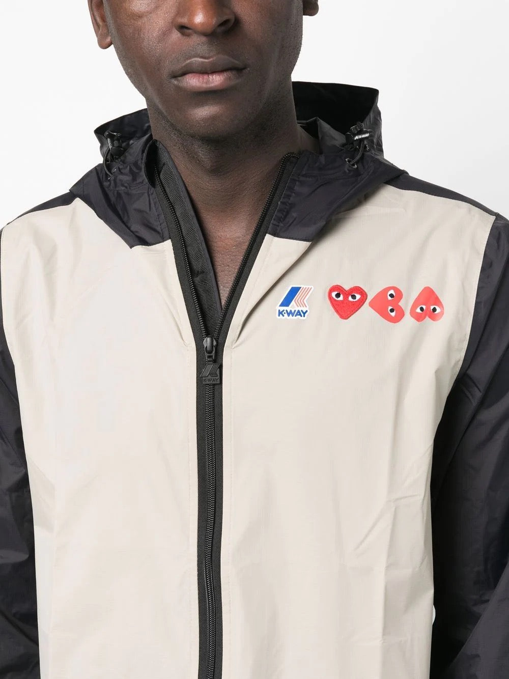 Unisex K-Way Double Colours Cagoule - Beige/Black-[-Comme des Garçons Play-5