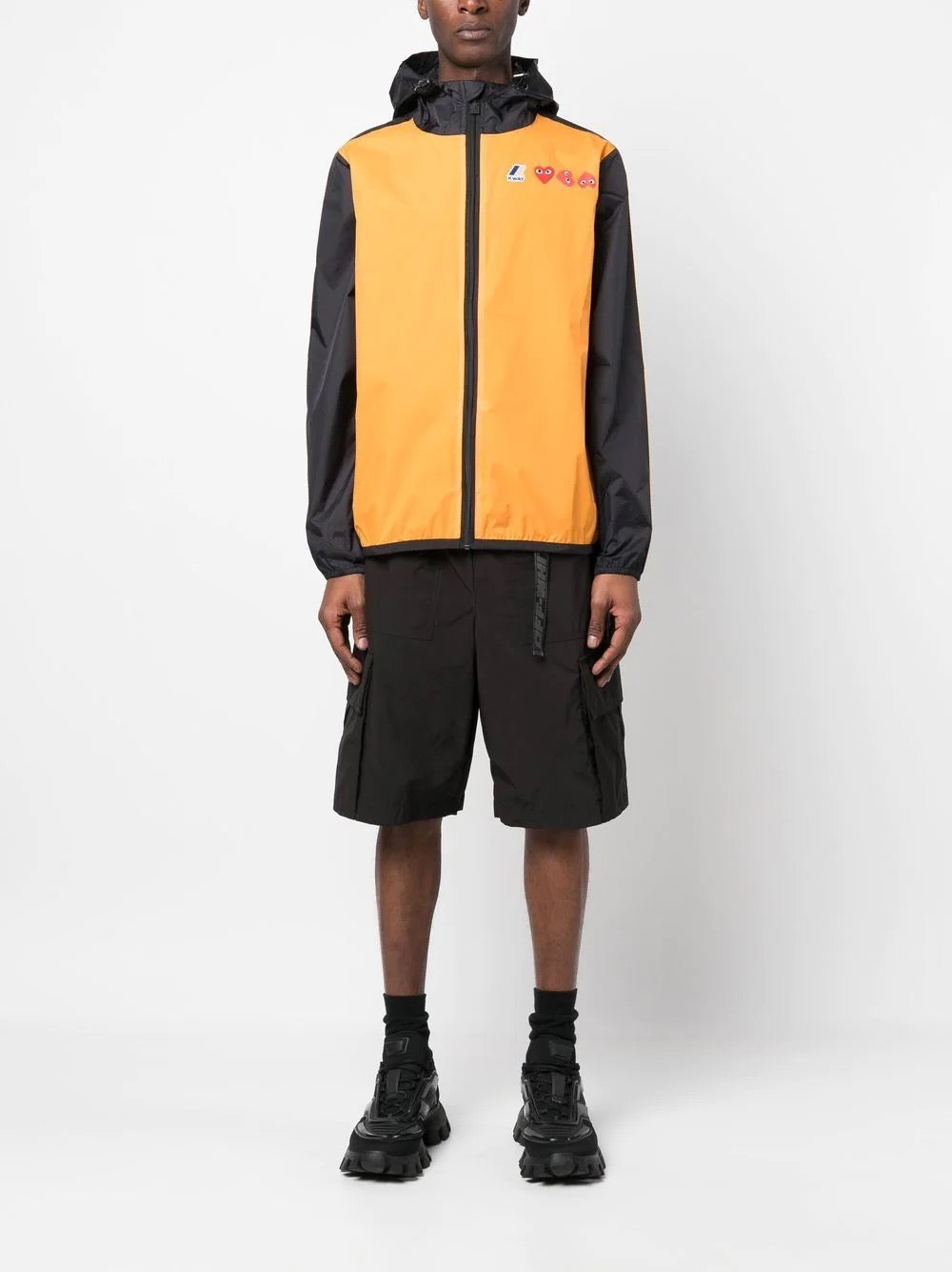 Unisex K-Way Double Colours Cagoule - Orange/Black-[-Comme des Garçons Play-4