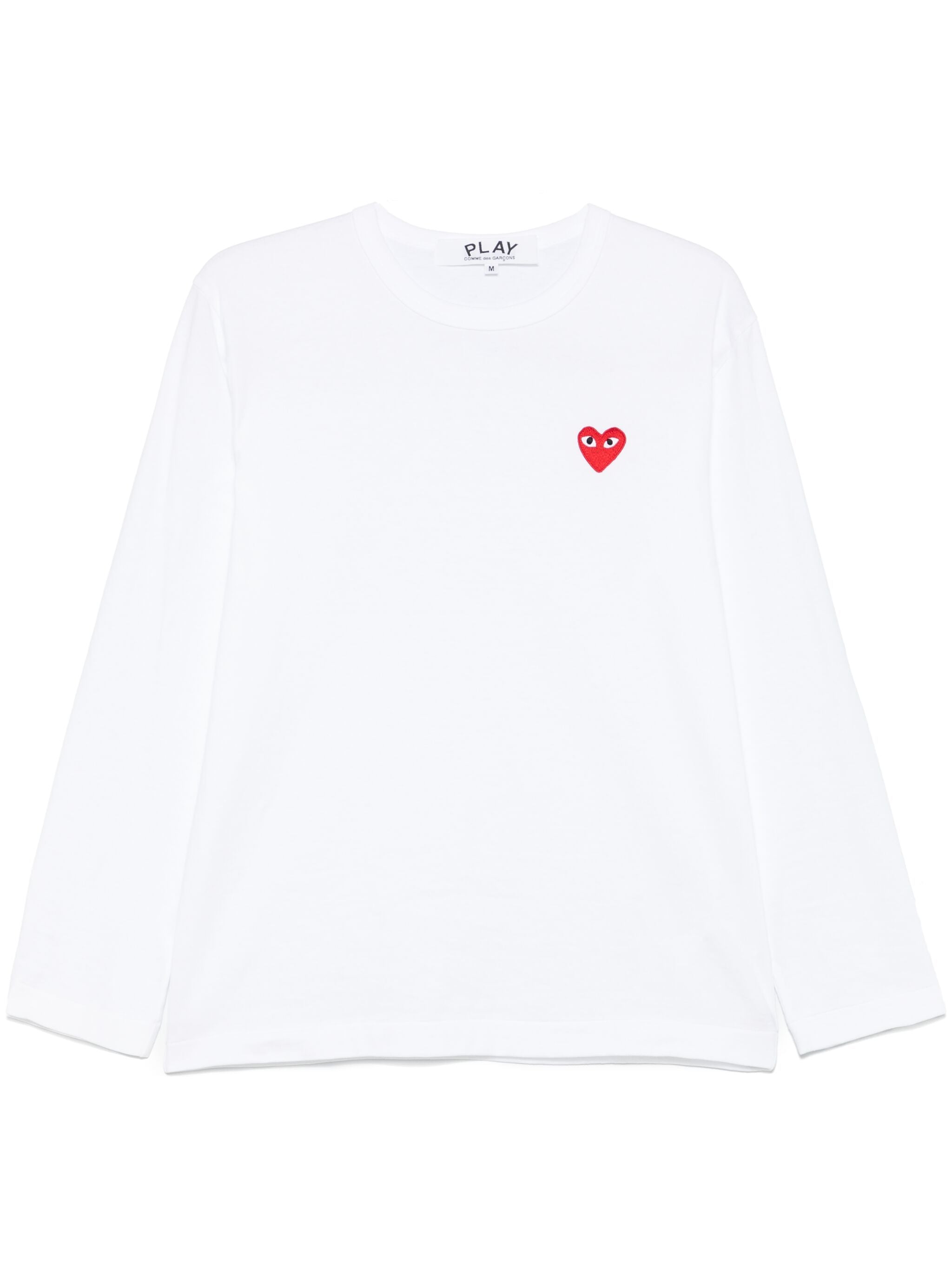 Unisex Long Sleeve Tee Red Heart in White from Comme des Garçons Play