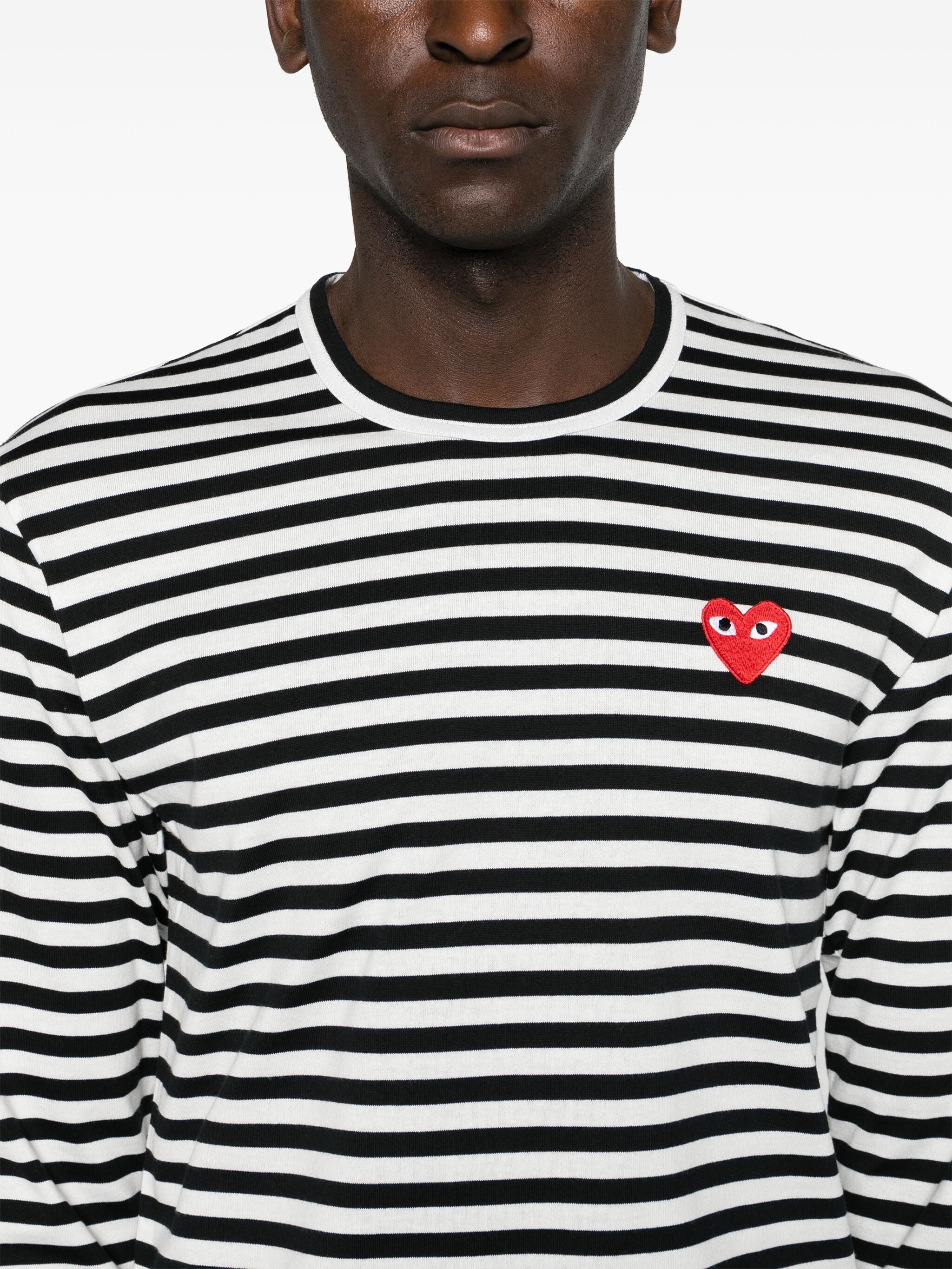 Unisex Striped Tee Red Heart in Black from Comme des Garçons Play