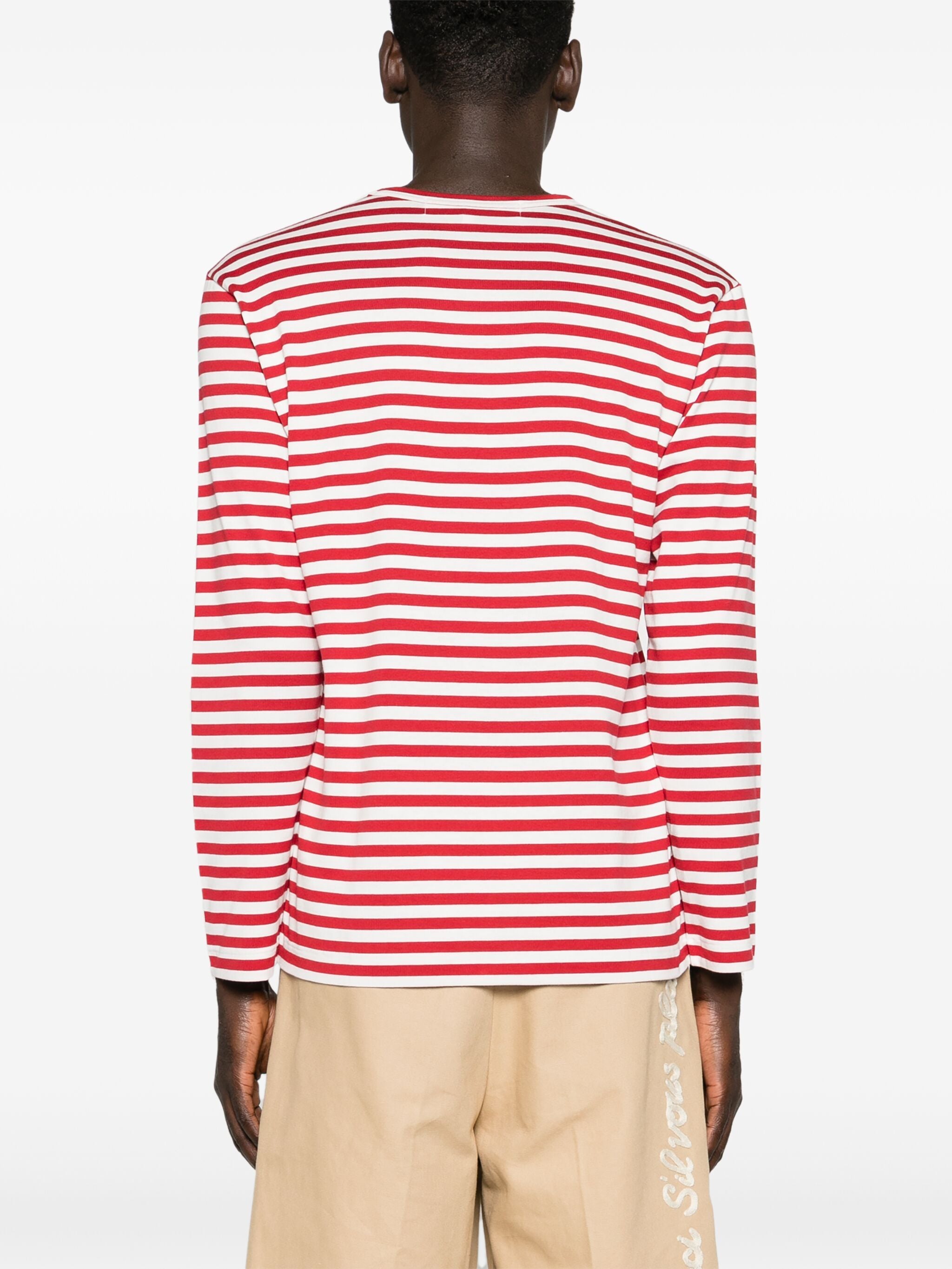 Unisex Striped Tee Red Heart in Red from Comme des Garçons Play