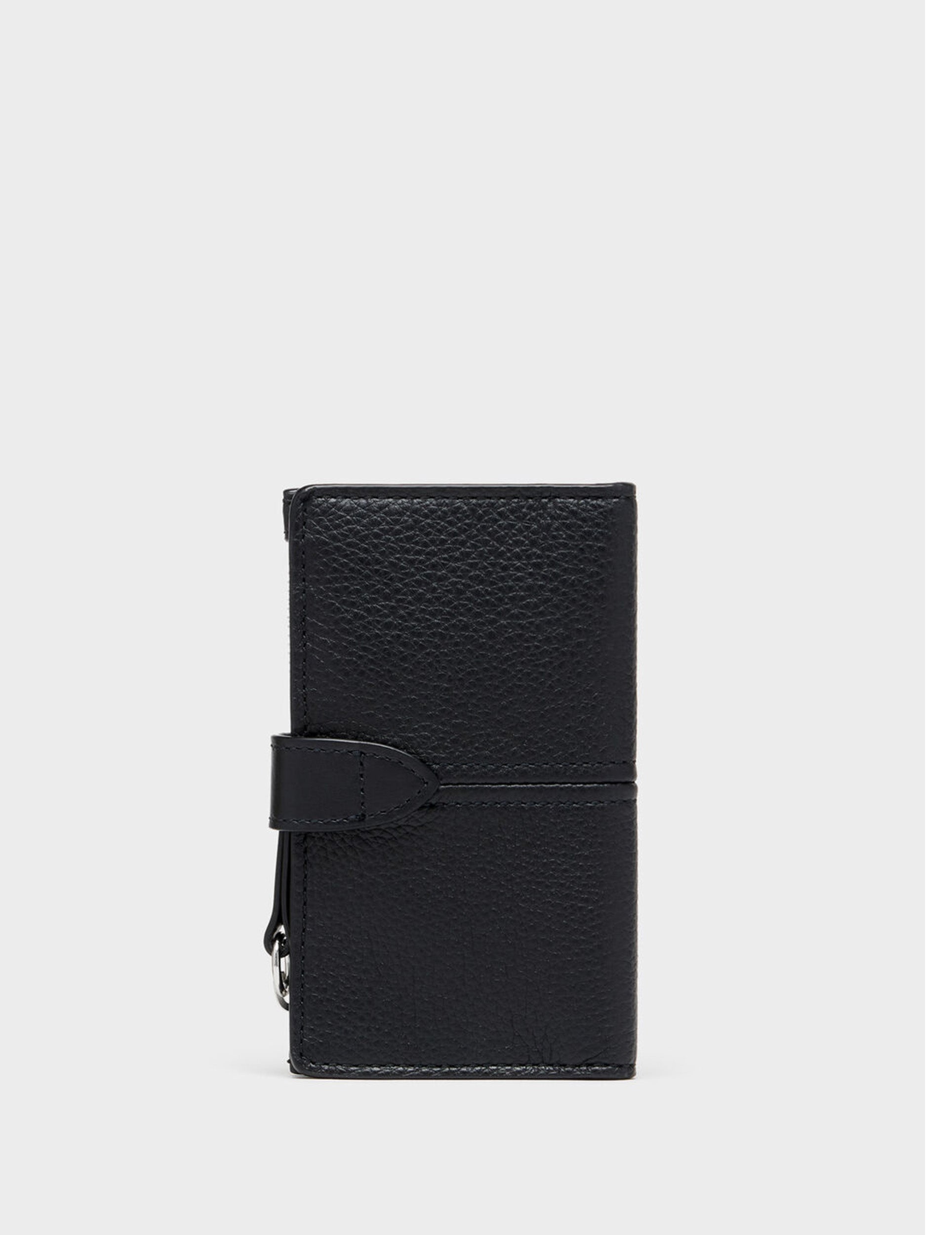 Maison Margiela Card Holder + Coin Purse With Zip in Black closed back view

