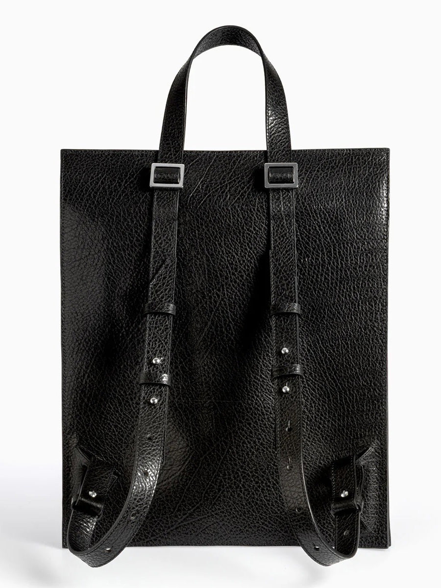 Merryl Tielman Claudie Black Pebbled backpack back view