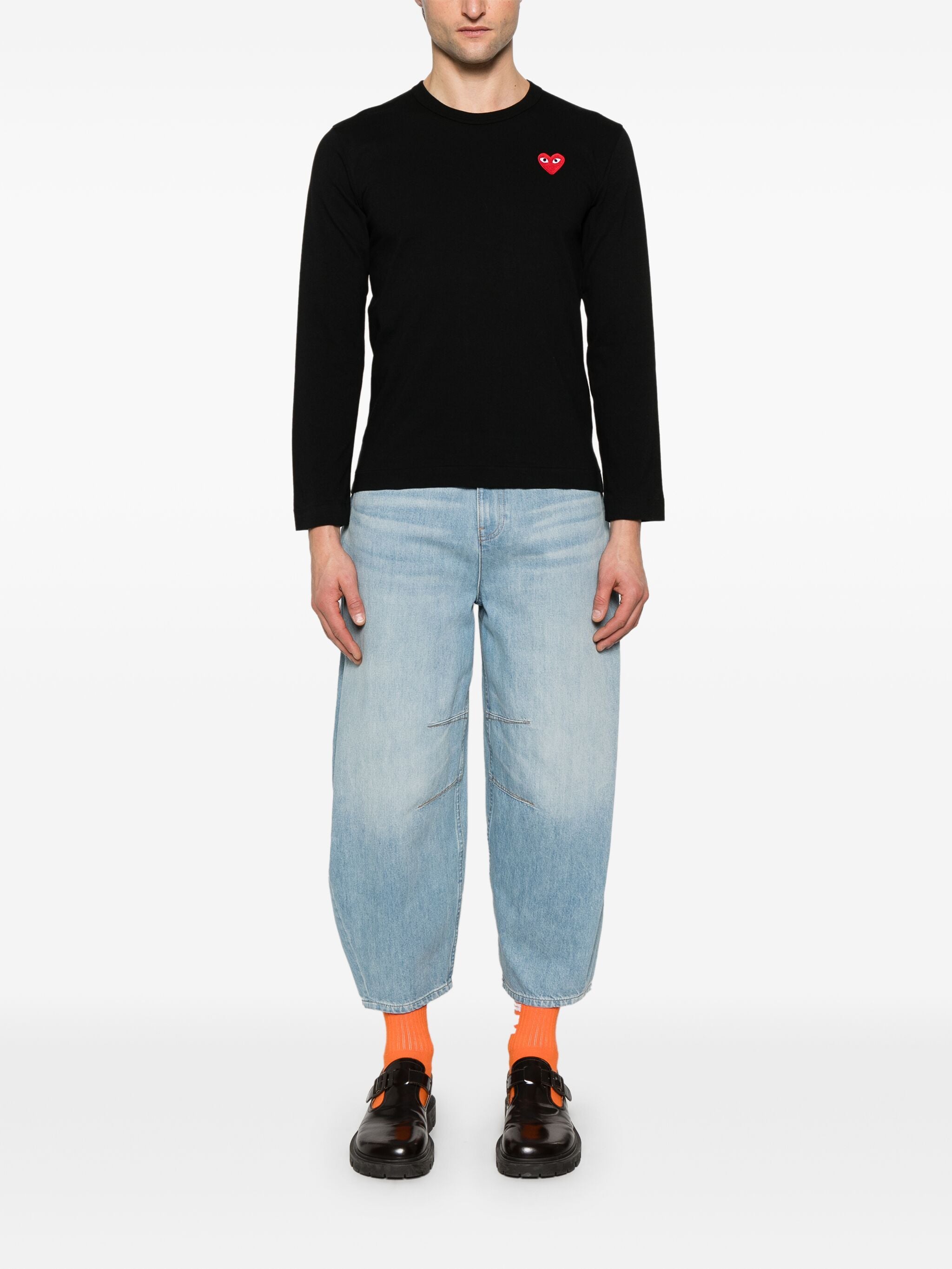Unisex Long Sleeve Tee Red Heart in Black from Comme des Garçons Play