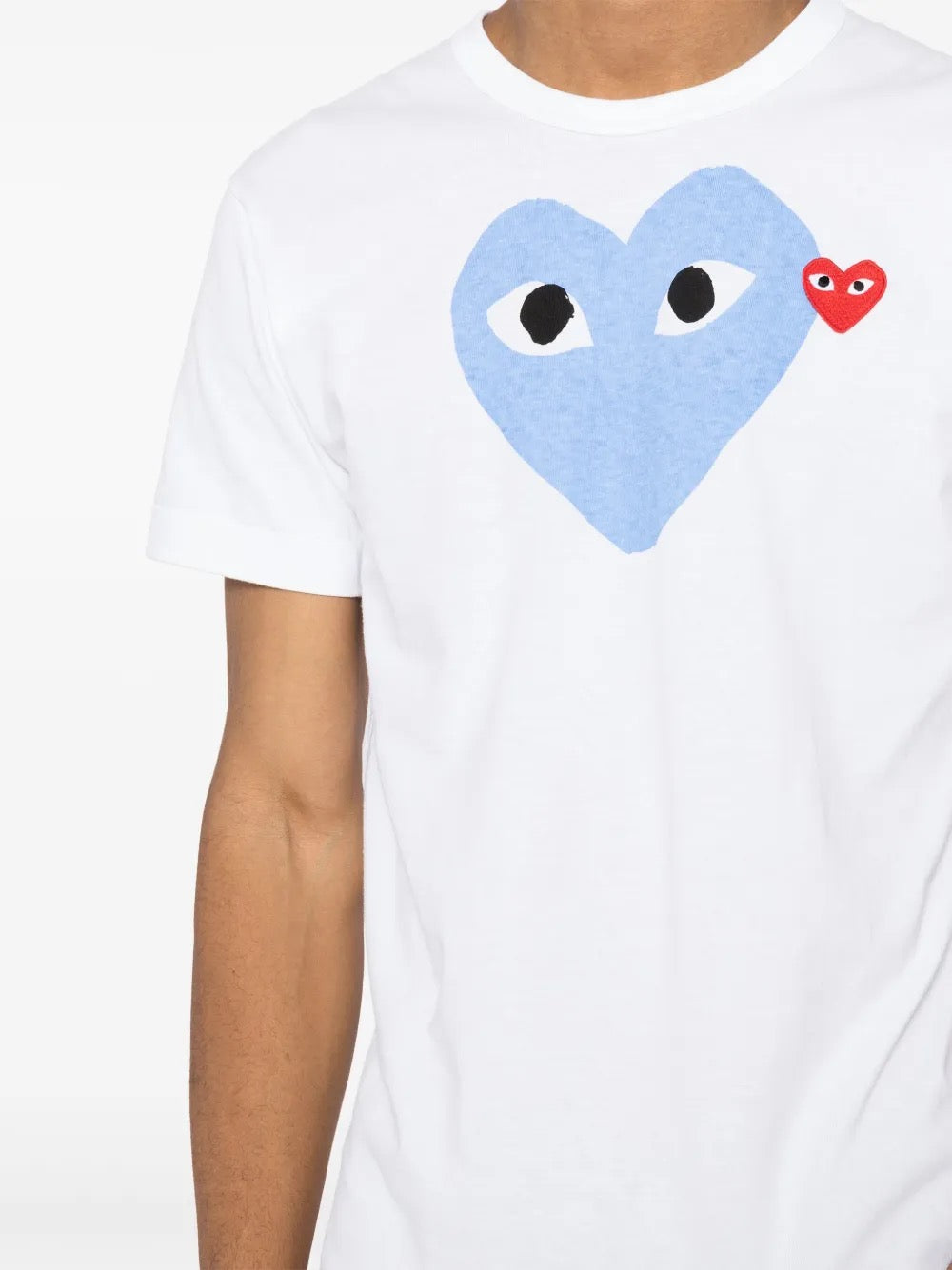 Unisex Short Sleeve Tee Big Blue Heart in White from Comme des Garçons Play