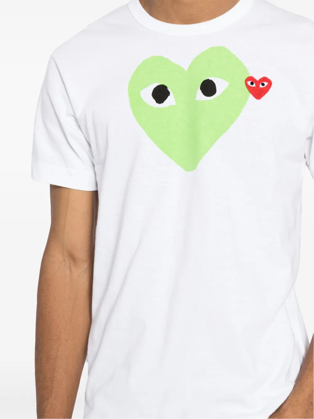 Unisex Short Sleeve Tee Big Green Heart in White from Comme des Garçons Play